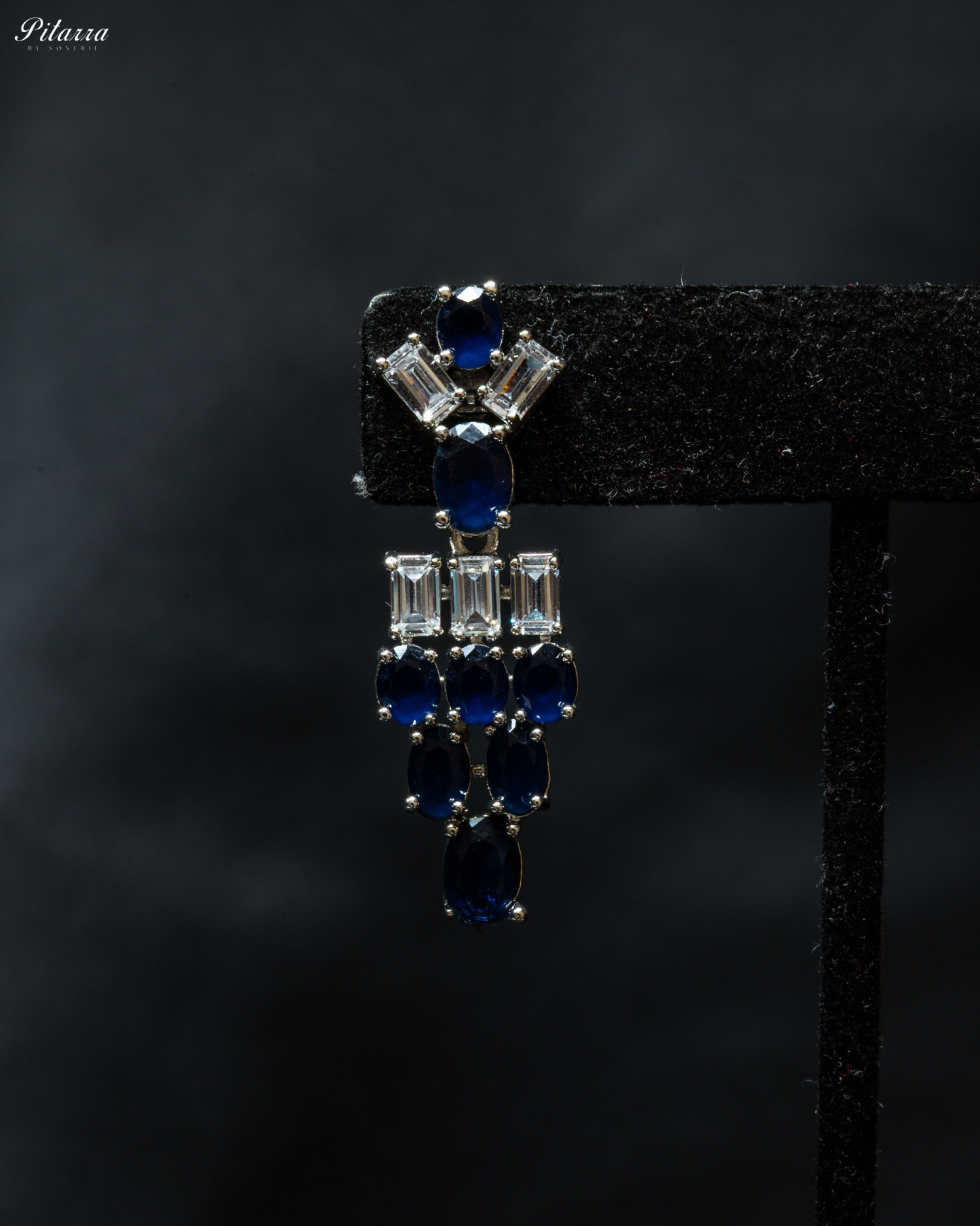 Blue Silver CZ Necklace Set