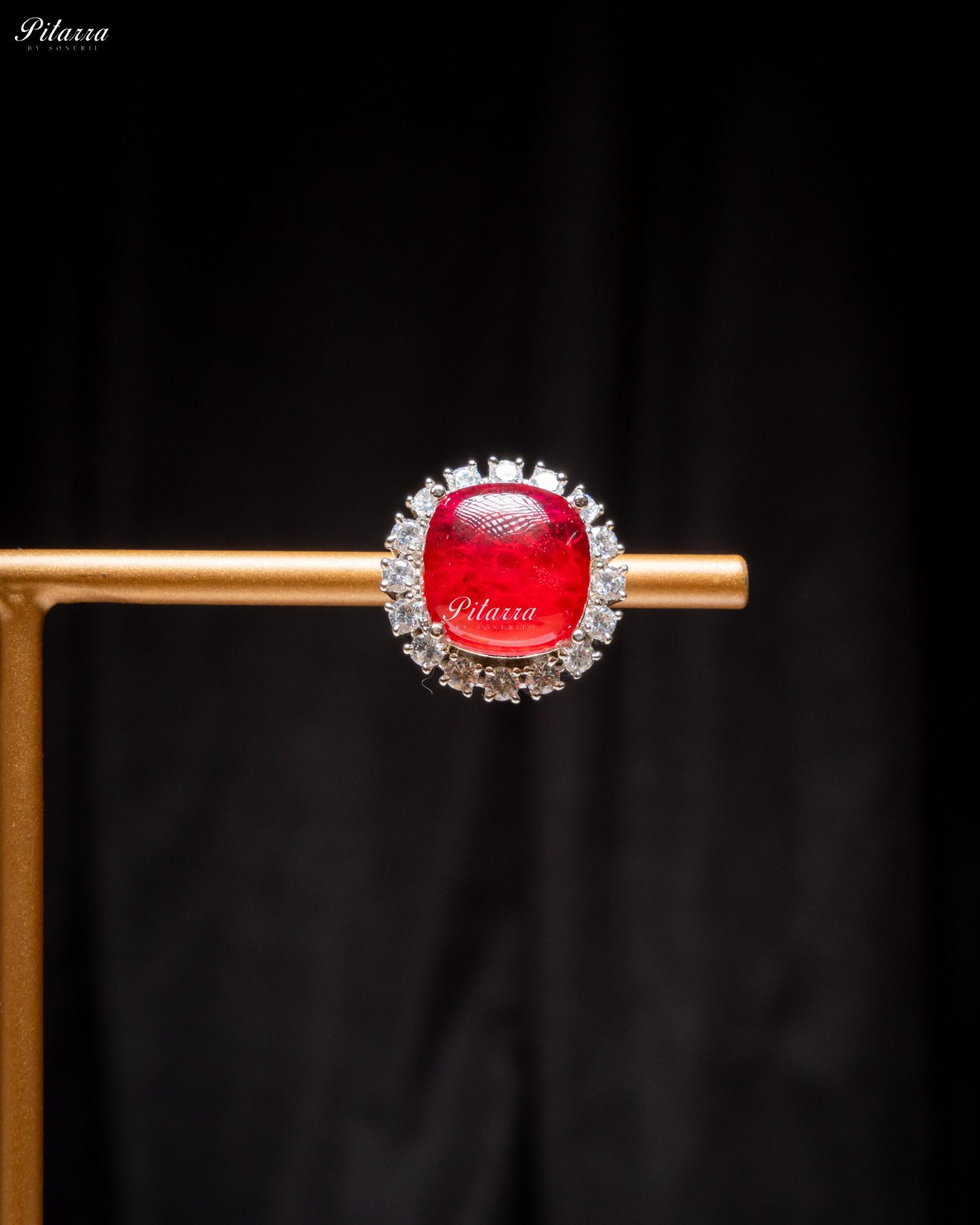 Ruby Red Stone Cubic Zirconia Silver Necklace Set