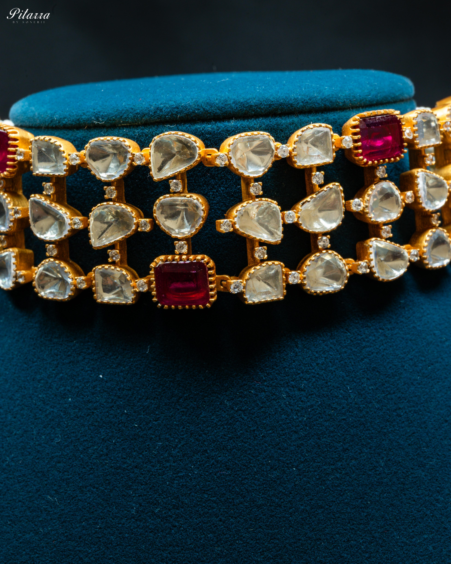 Majestic Ruby Red Traditional Kundan Choker Set
