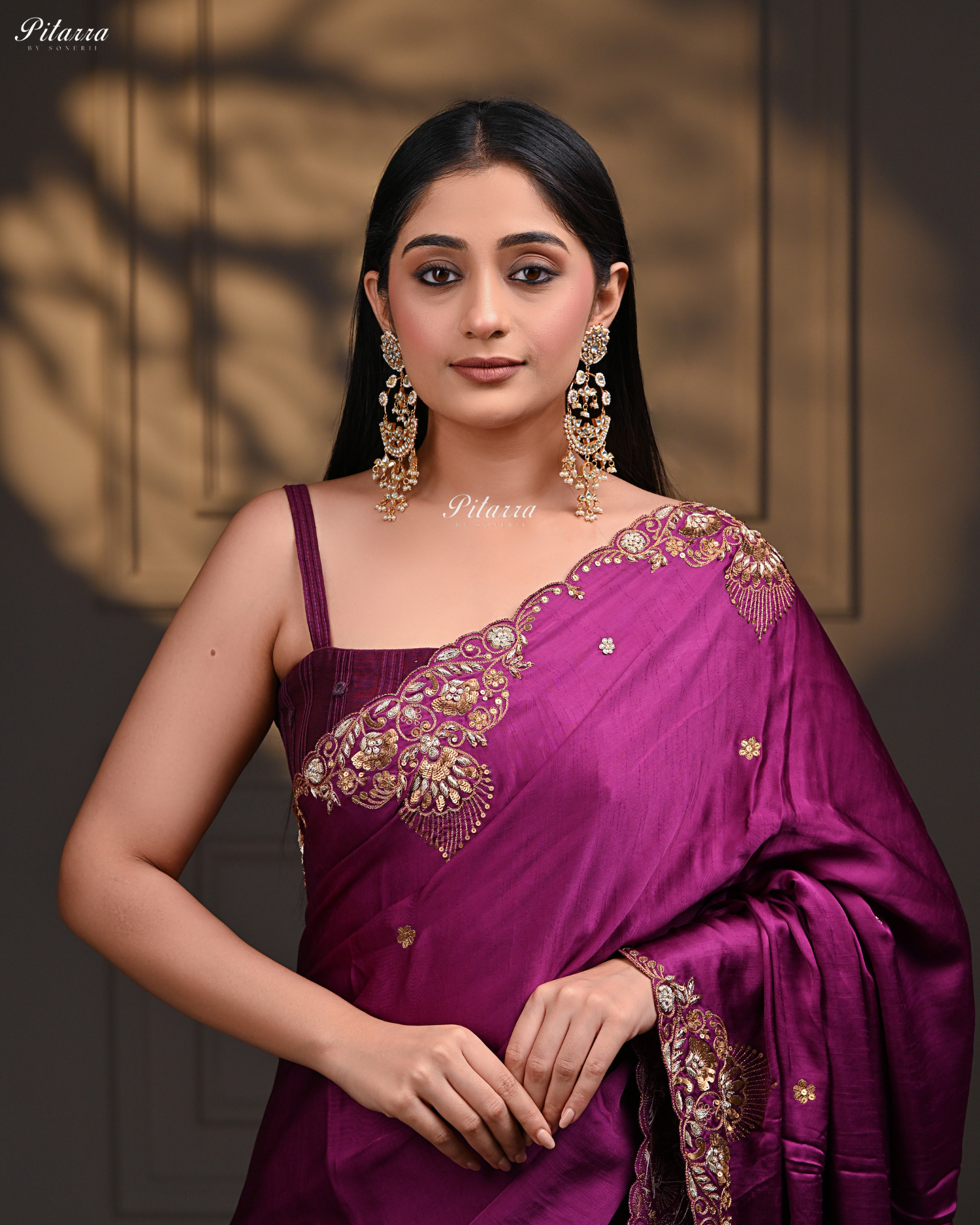 White Colour Gold Plated Kundan Chandbali Earrings