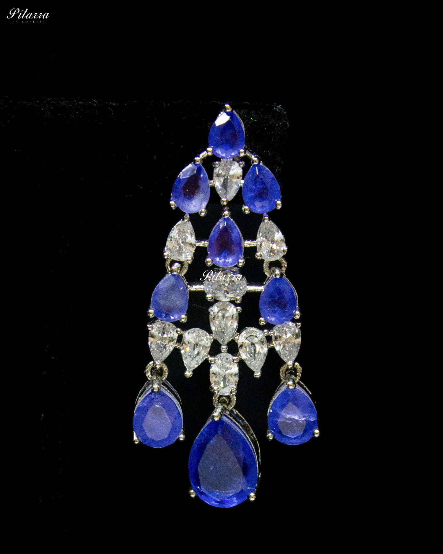 Five Layer Blue CZ Stone Studded Crystal Necklace Set