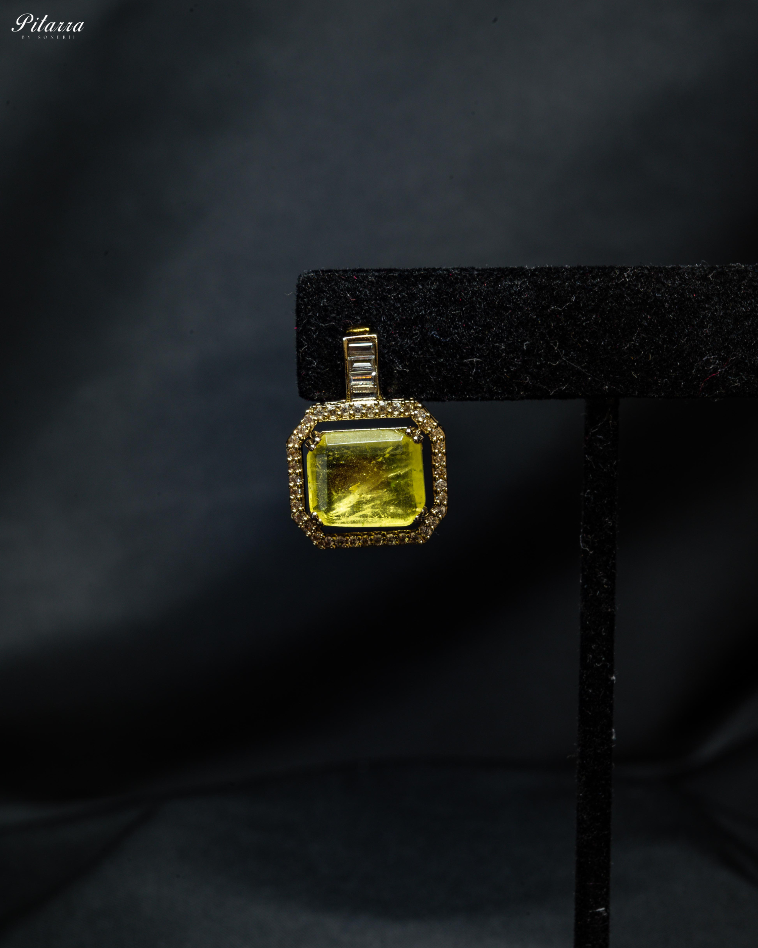 Yellow Stone Doublet CZ Crystal Necklace Set
