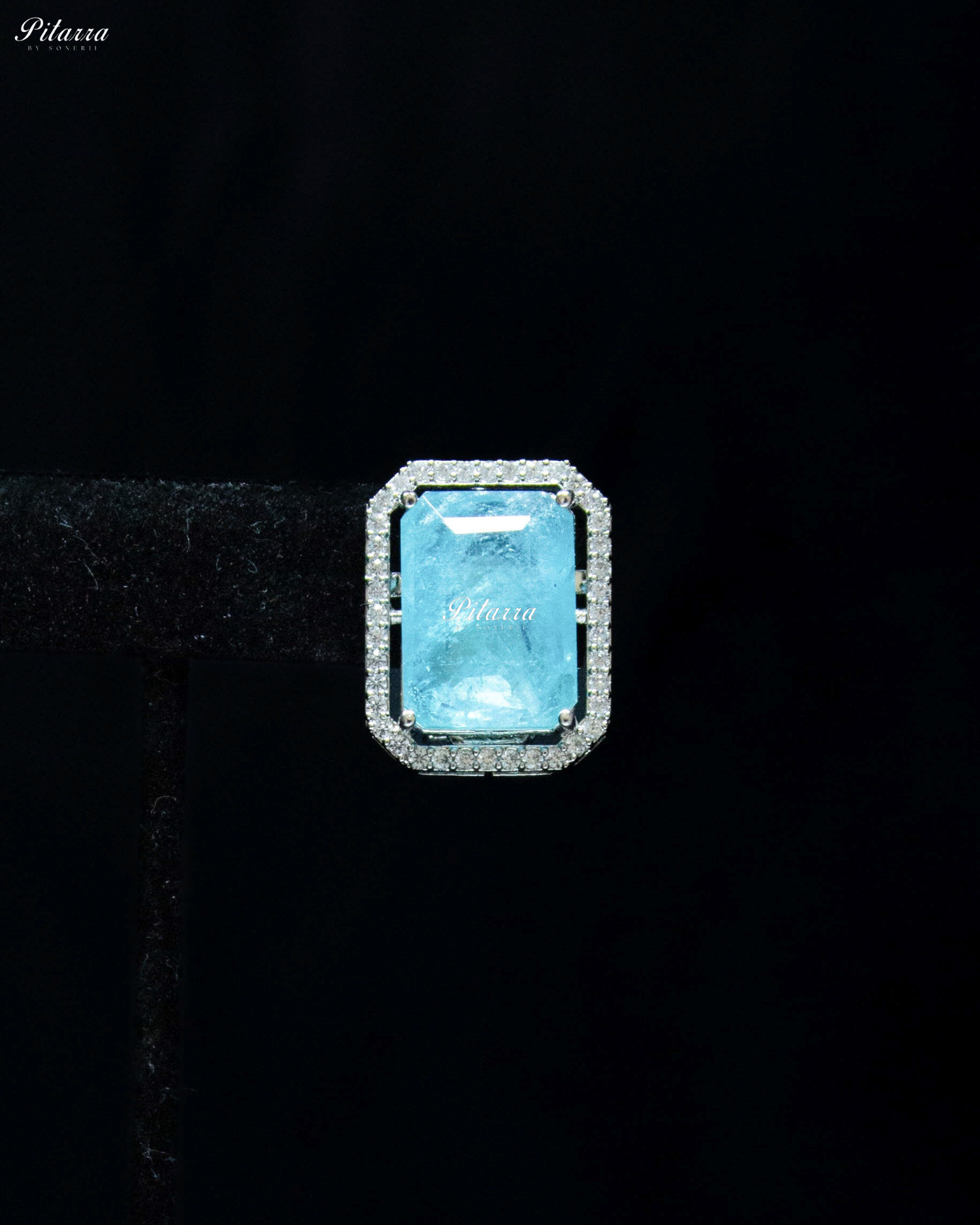 Square Aqua Blue Doublet Statement Choker Necklace Set