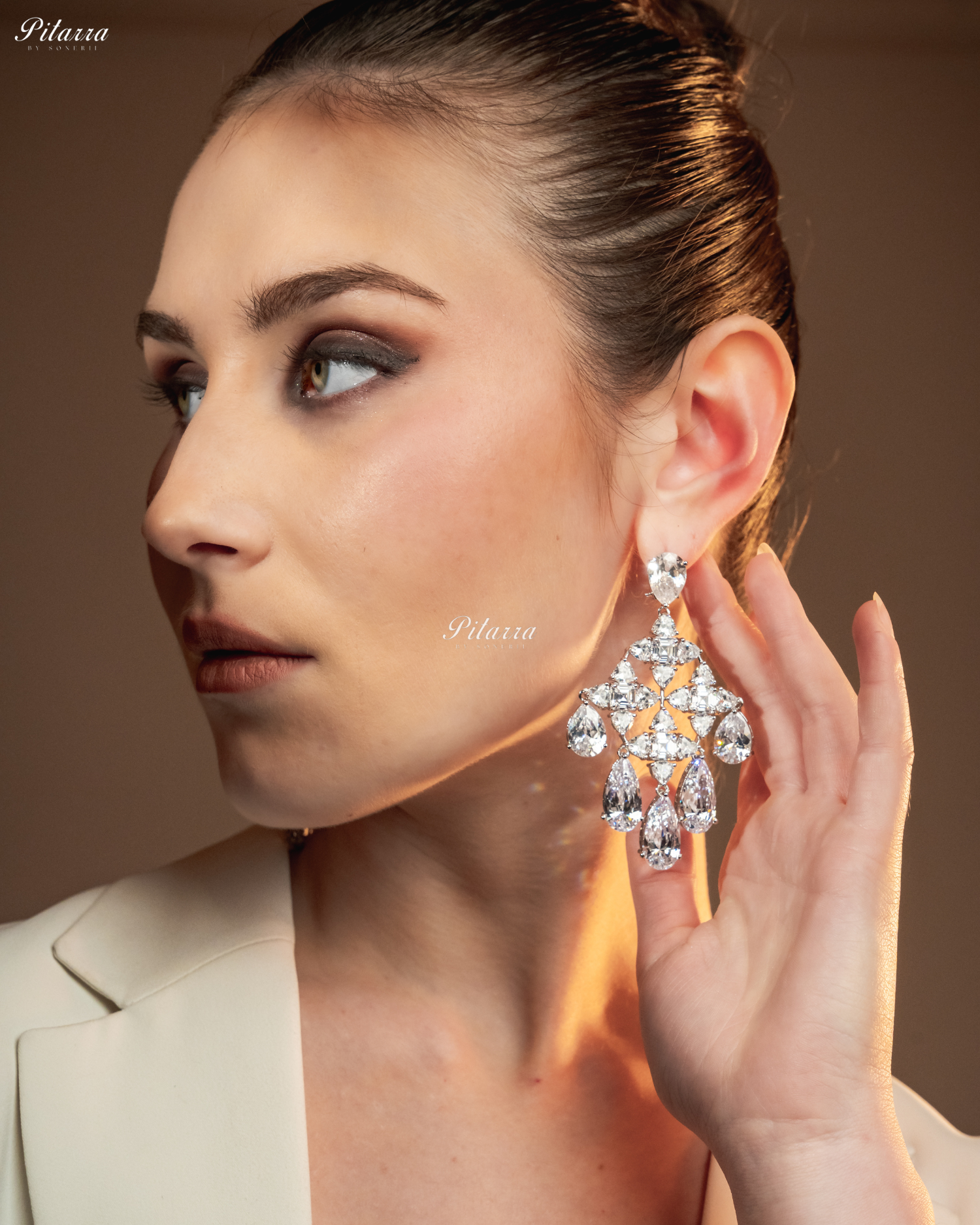 White Luxury Zircon Crystal Dangler Earrings