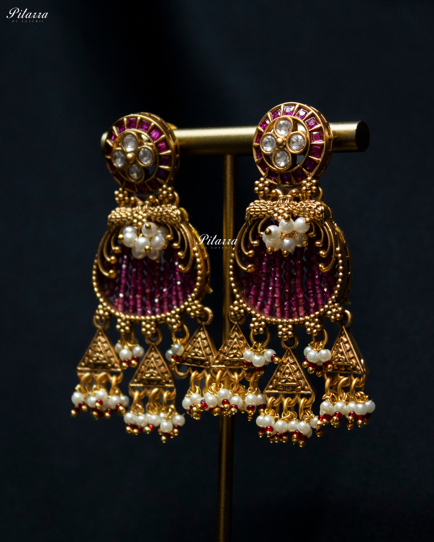 Pink Tone Pink Detailing Golden Peacock Kundan Necklace Set
