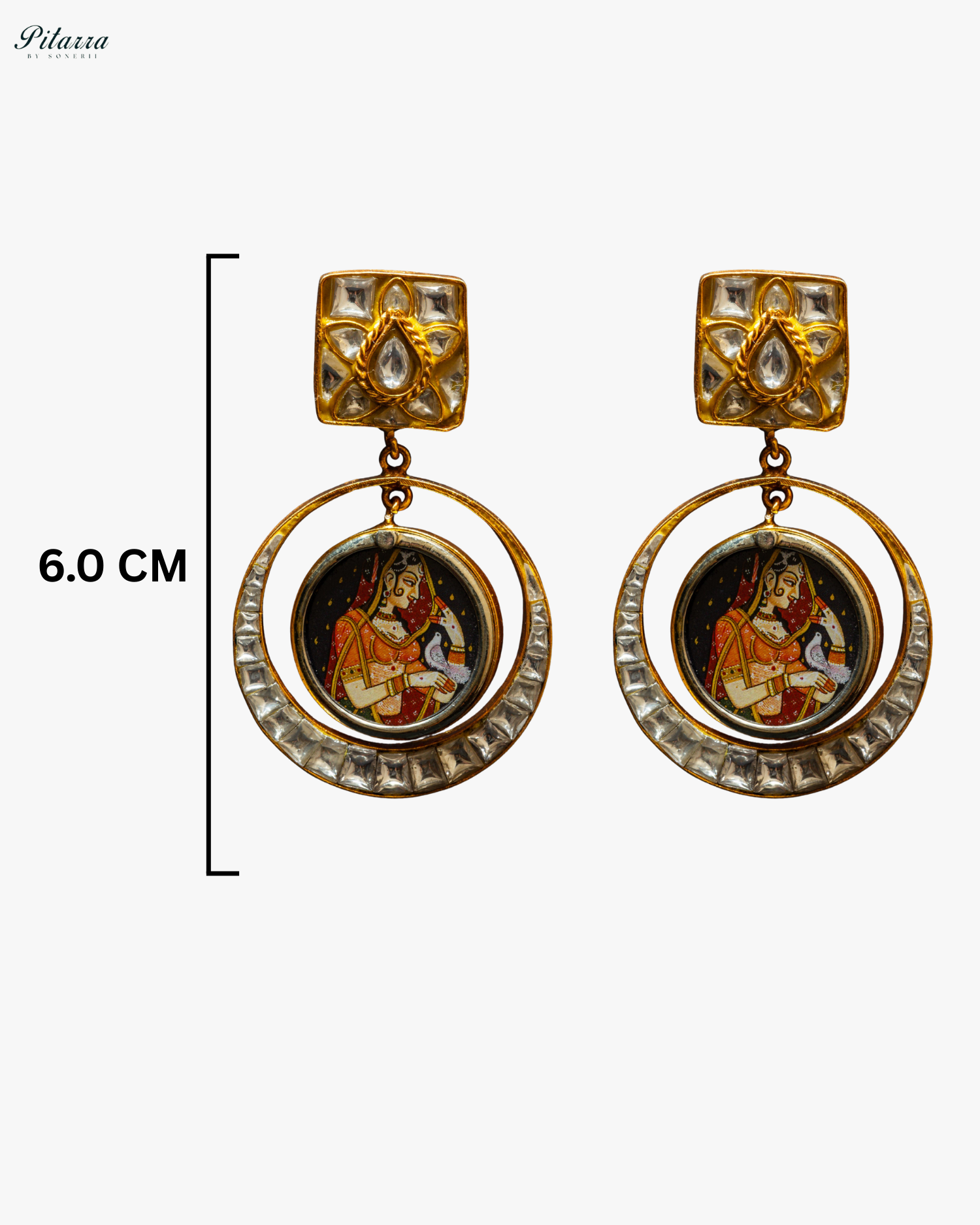 White Rani Bold Style Kundan Earrings