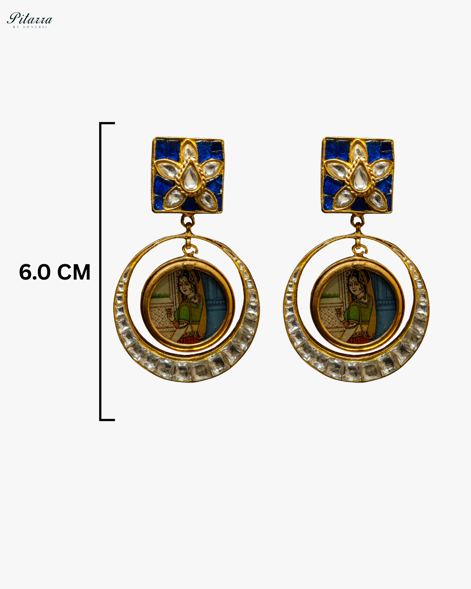 Blue Rani Bold Style Kundan Earrings