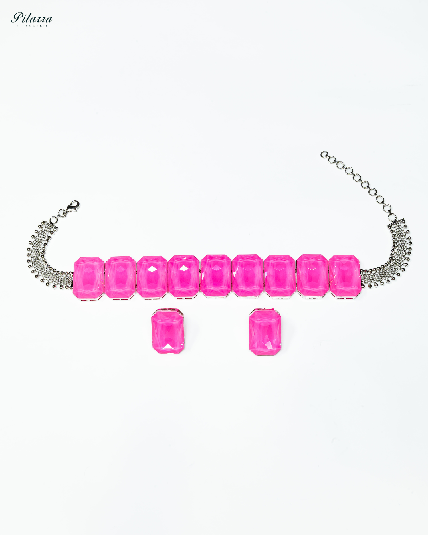 Elite Pink Stone Crystal Choker Set