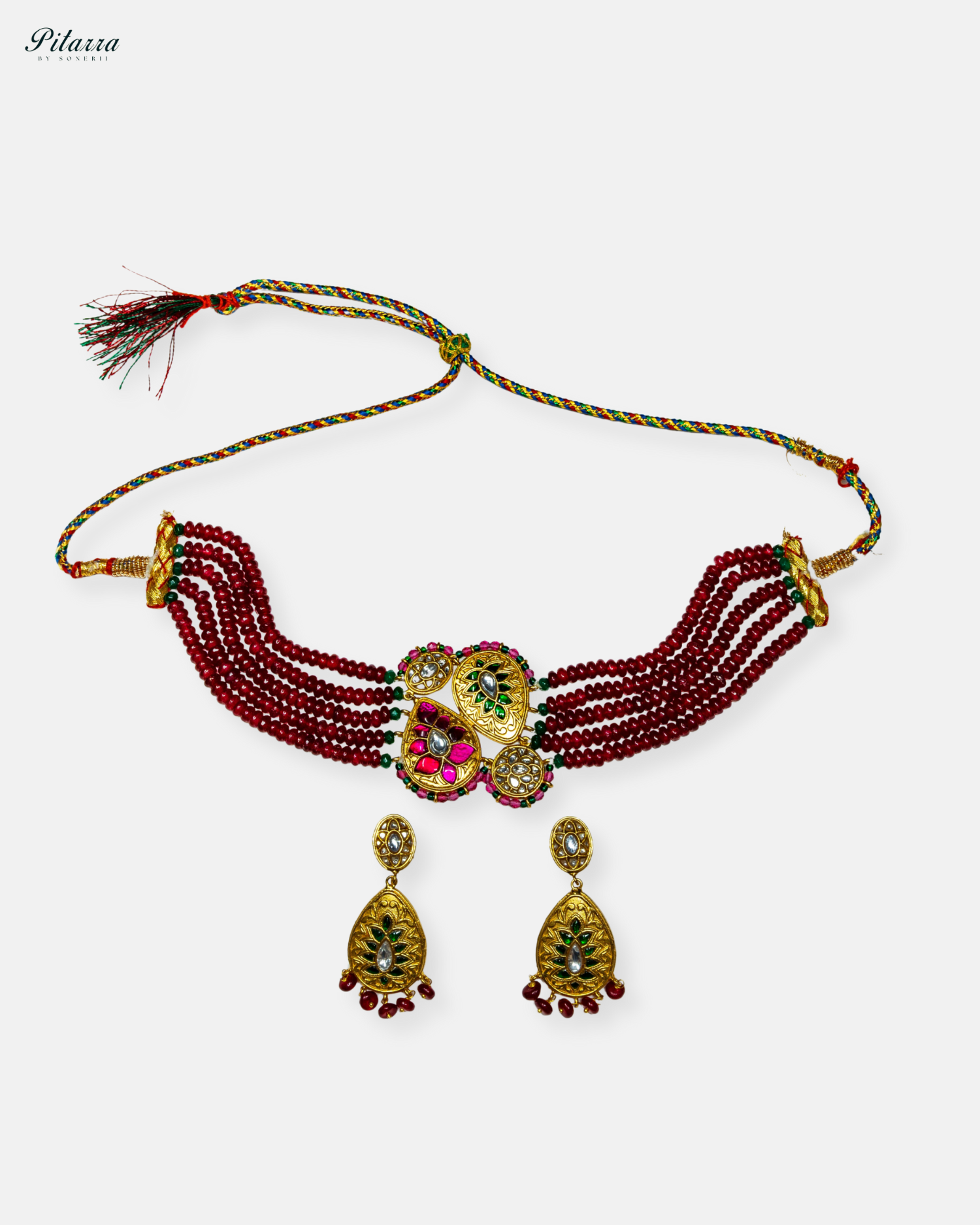 Ruby Red Pearls Kundan Choker Set