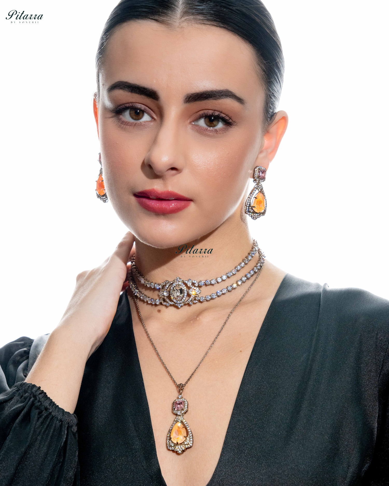 Yellow Stone Layered Zircon Necklace Set
