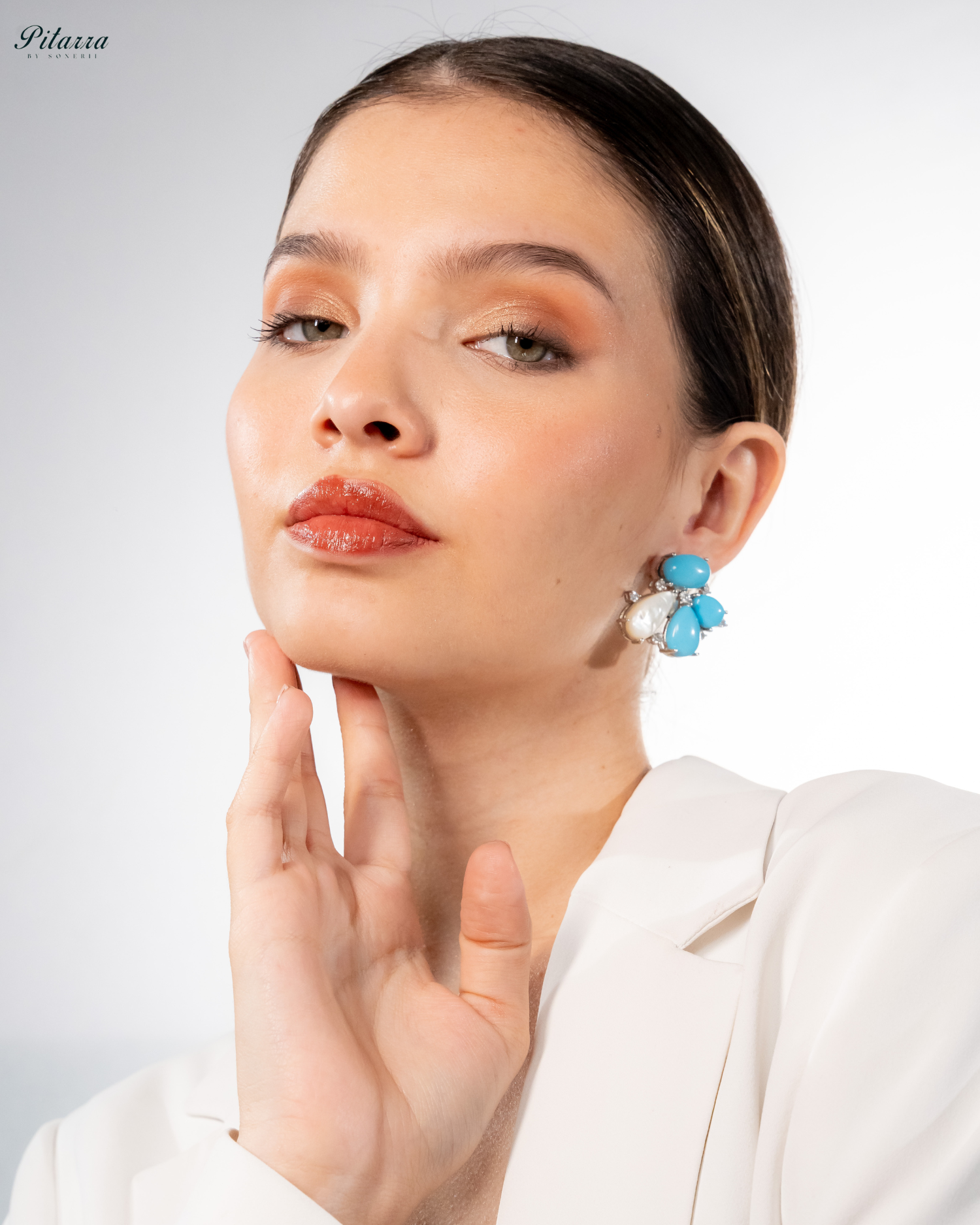 Silver Turquoise Stone Stud Earrings