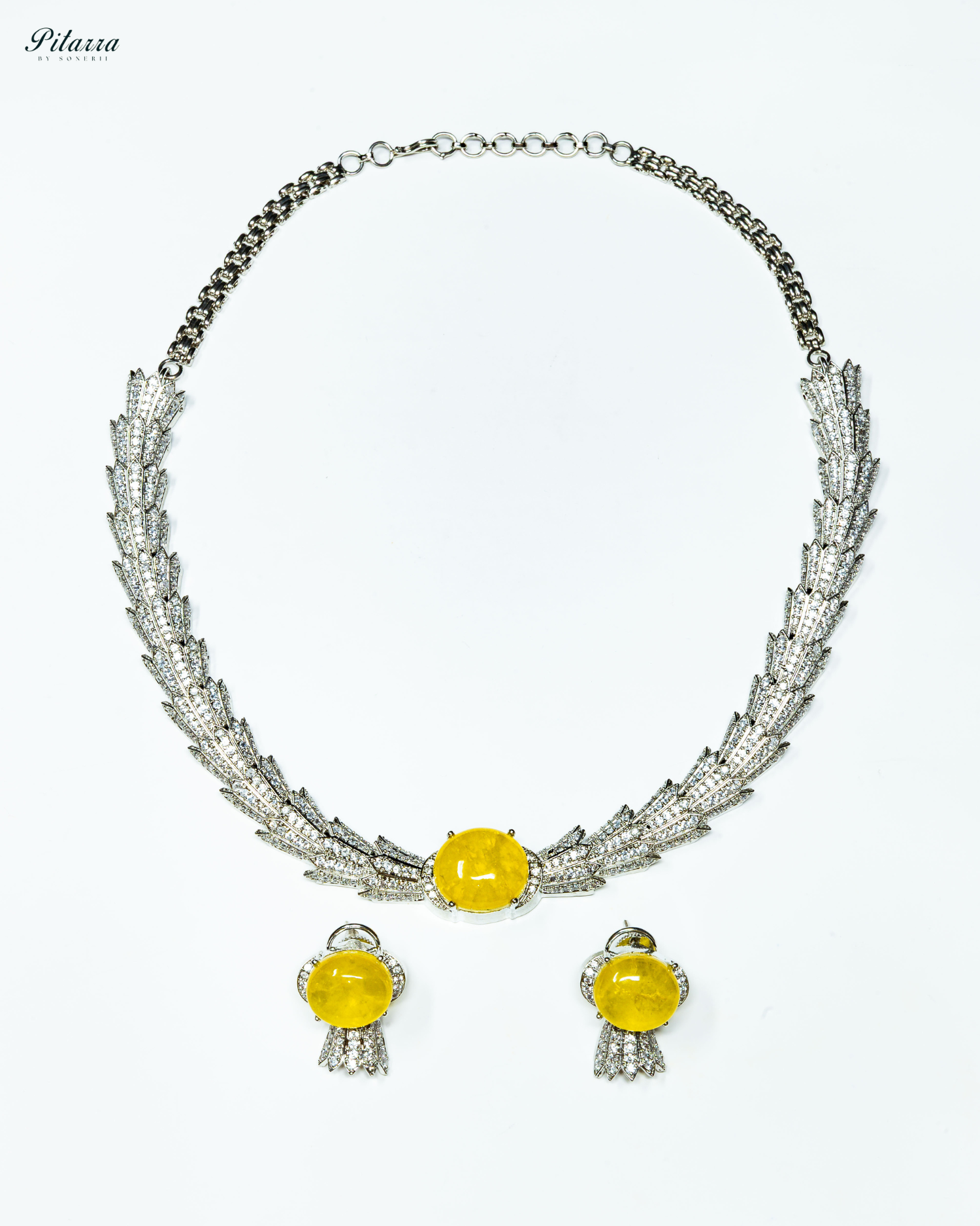 Yellow Single Stone Doublet Necklace Set