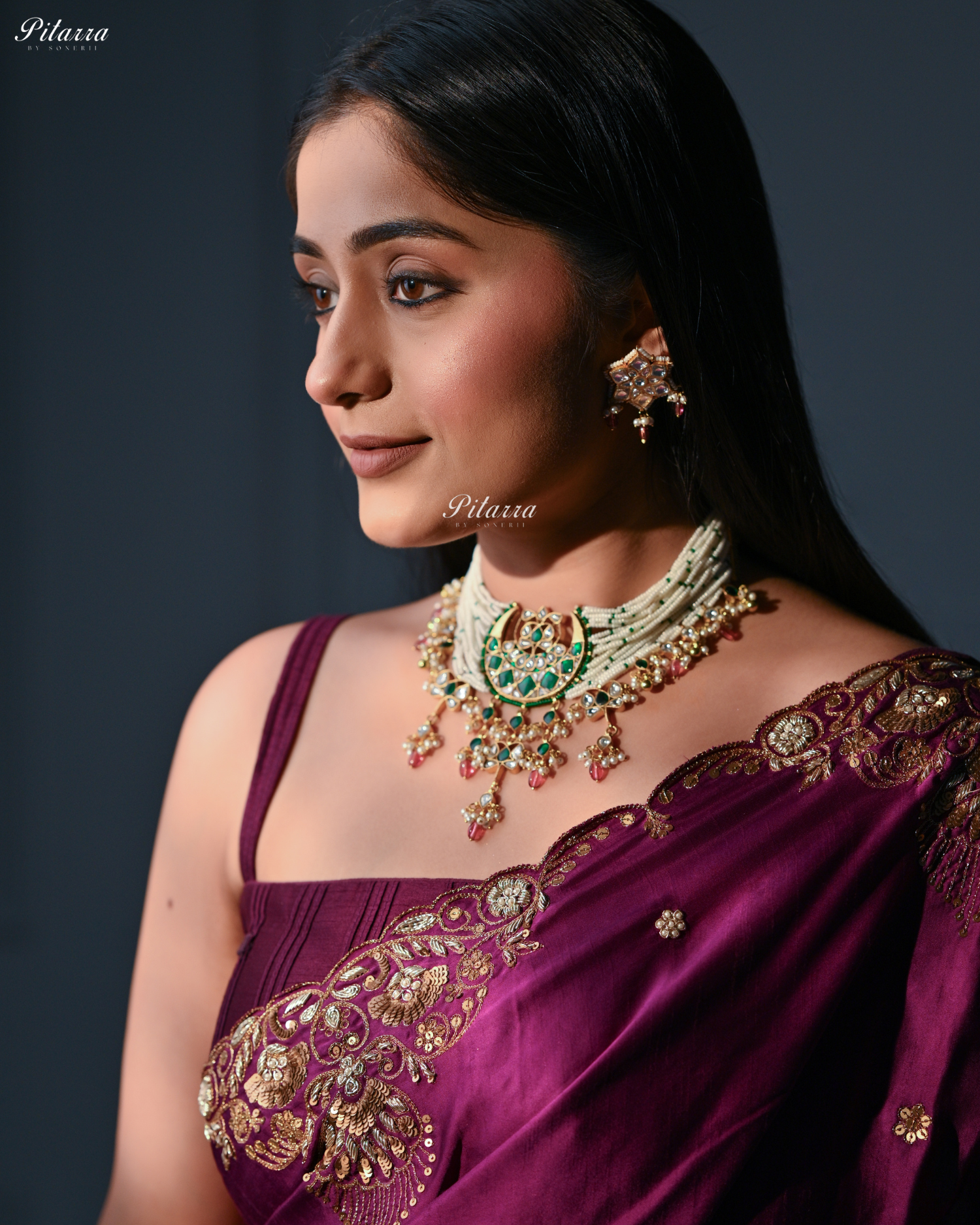 Green Moon Pachi Pink Kundan Choker Set