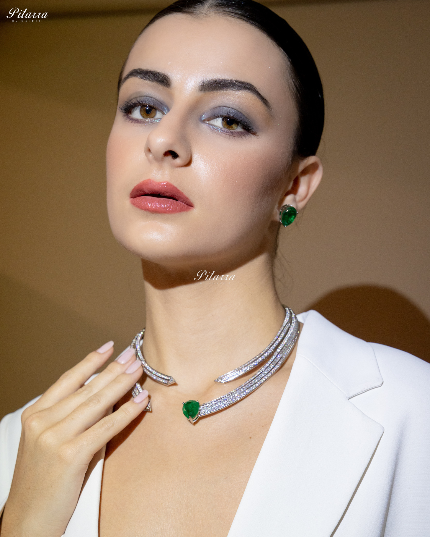 Emerald Stone CZ Crystal Choker Set