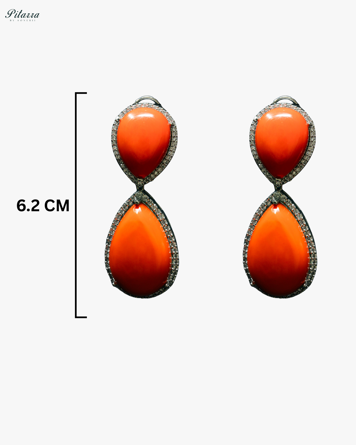 Orange Red Color Drop Stone Silver Crytsal Dangle Earrings