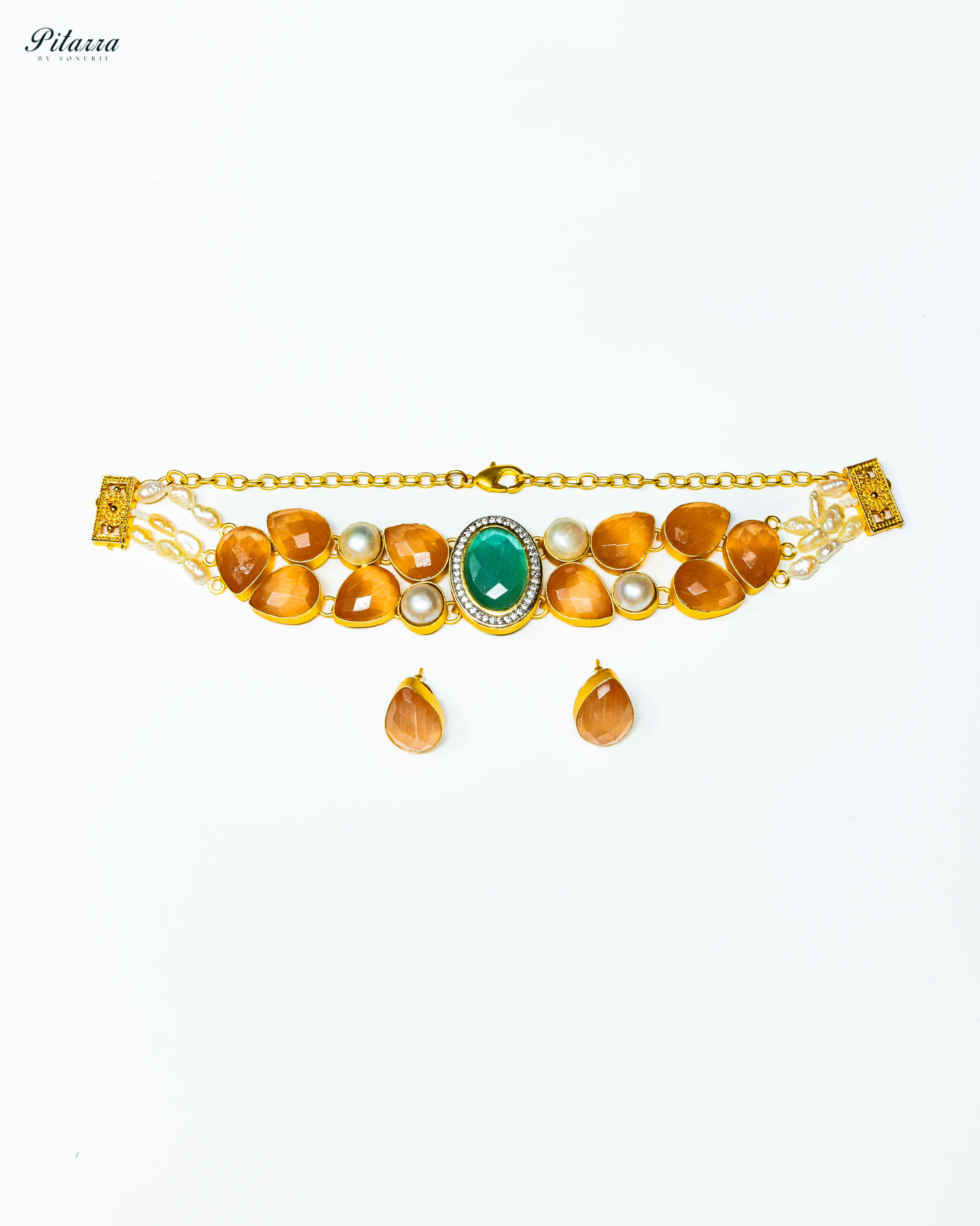 Multicolor Pearl Stone Choker Set