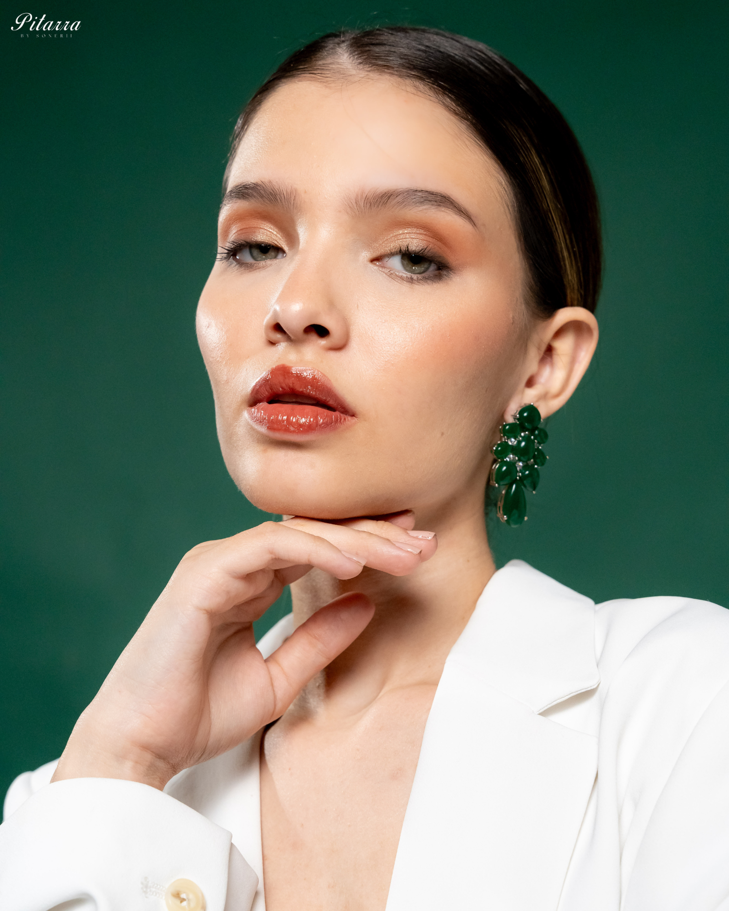 Green Doublet Drop Earrings