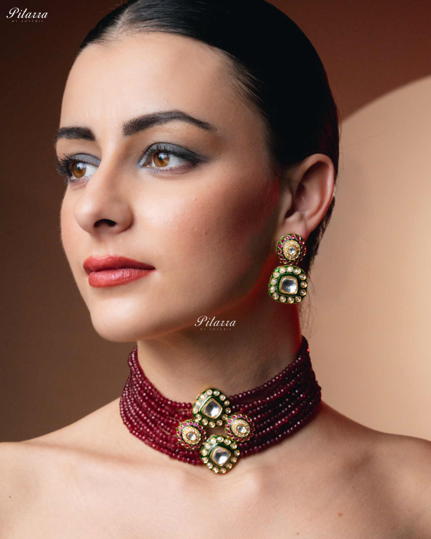 Red Beads Handmade Kundan Choker Set