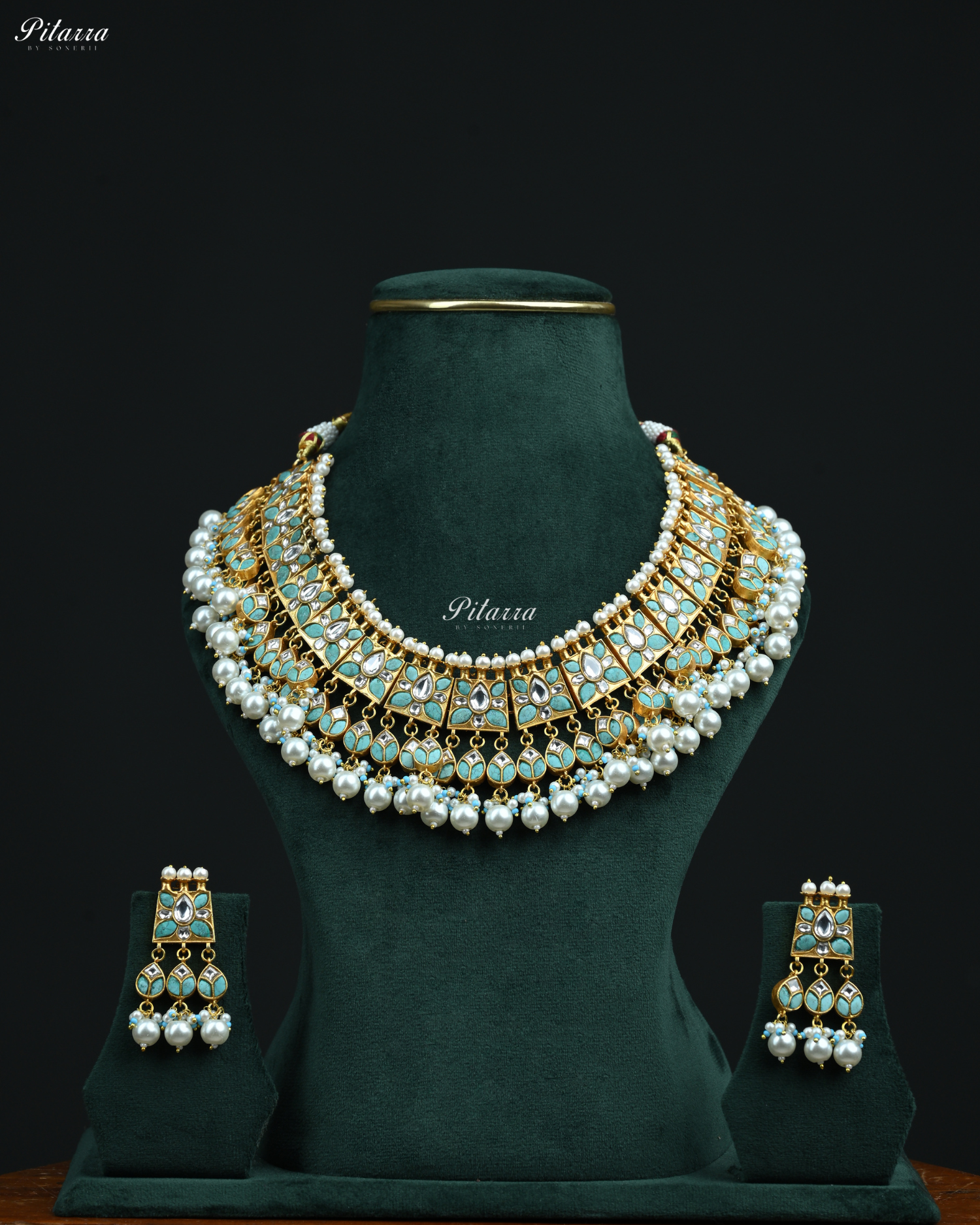Firoza Flora Gold Plated Kundan Necklace Set