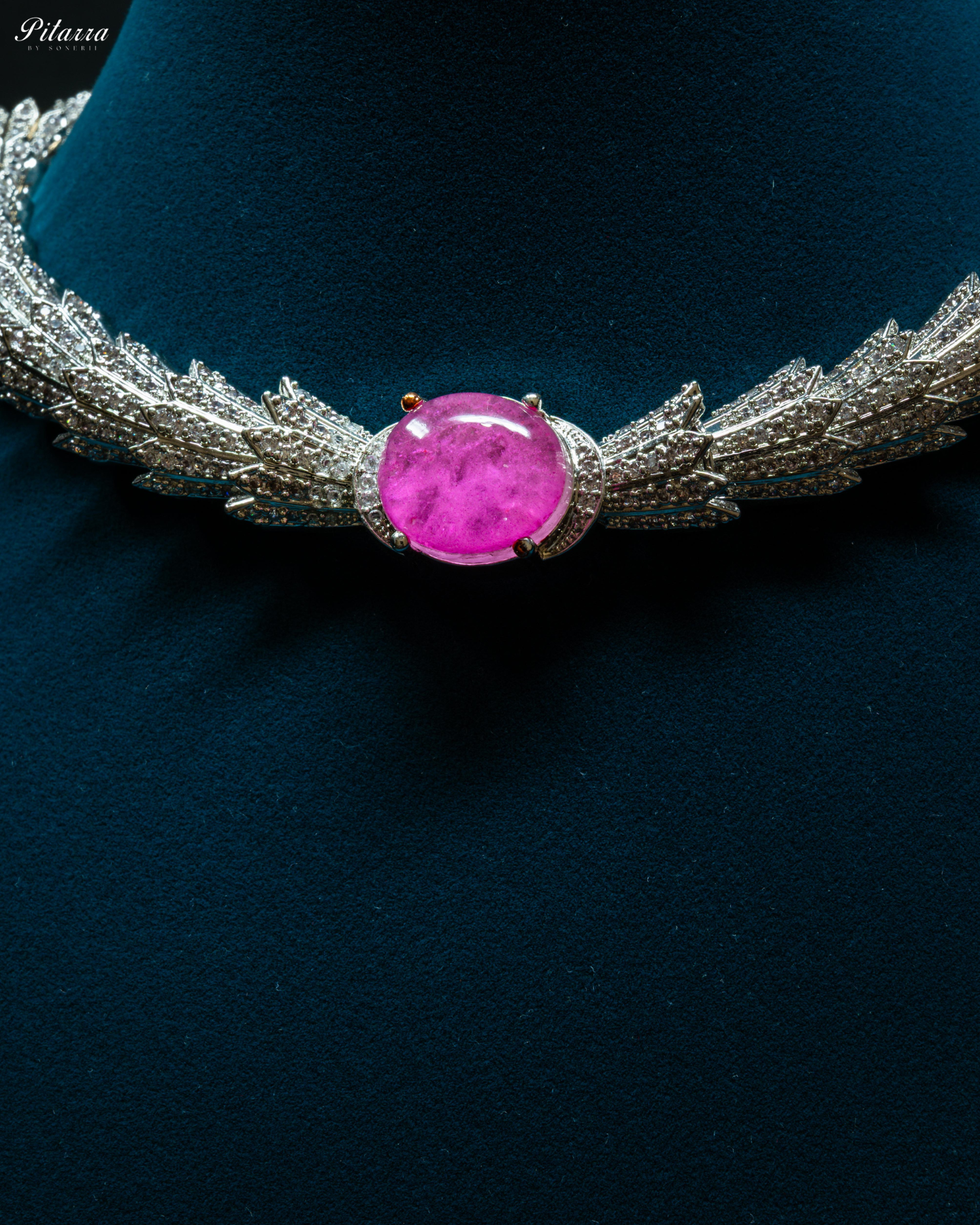 Pink Doublet Stone Cubic Zirconia Necklace Set