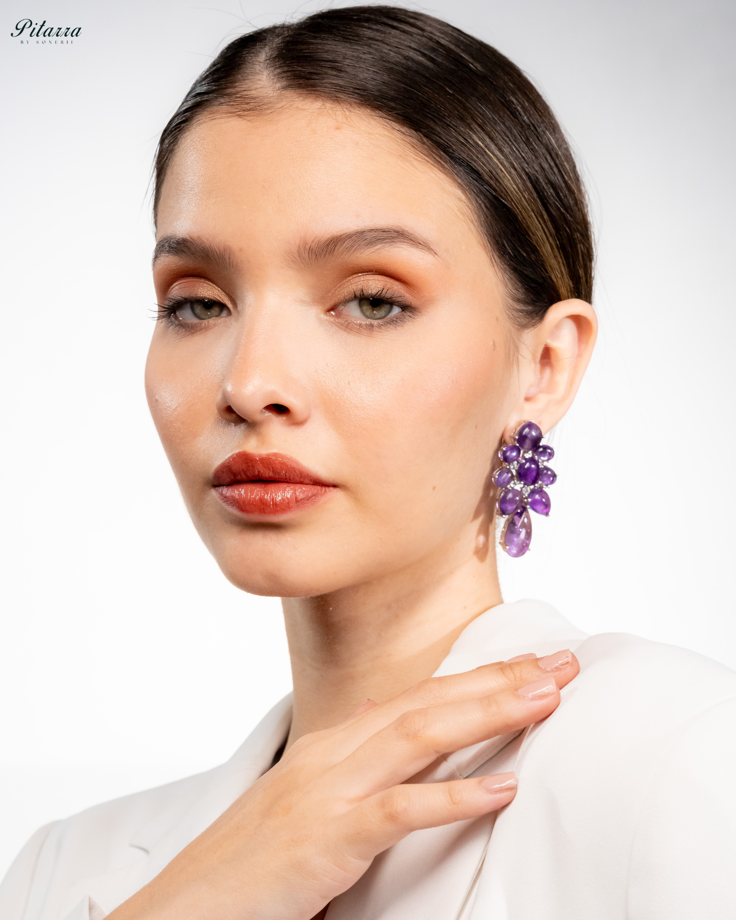 Purple Doublet Drop Earrings