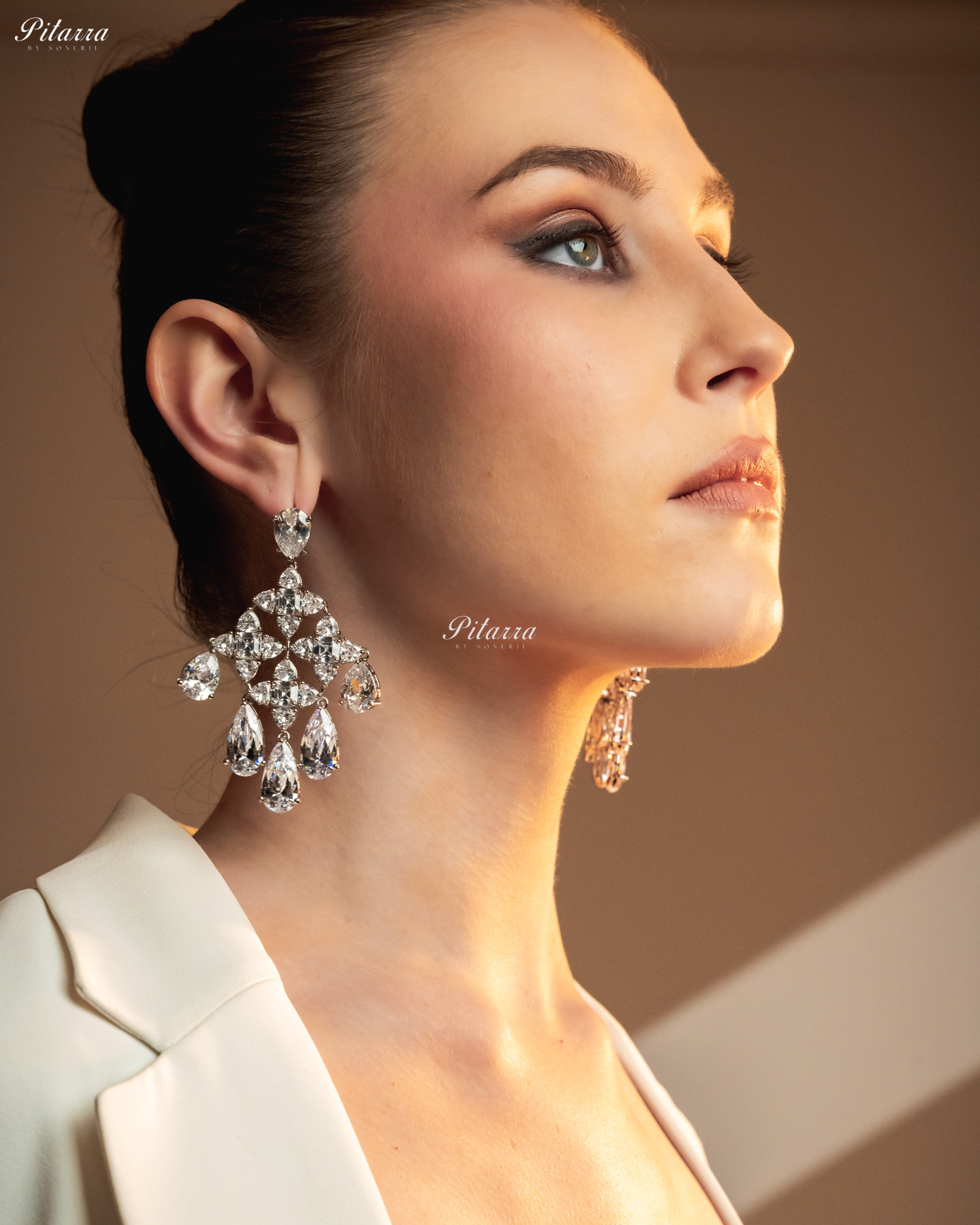 White Luxury Zircon Crystal Dangler Earrings