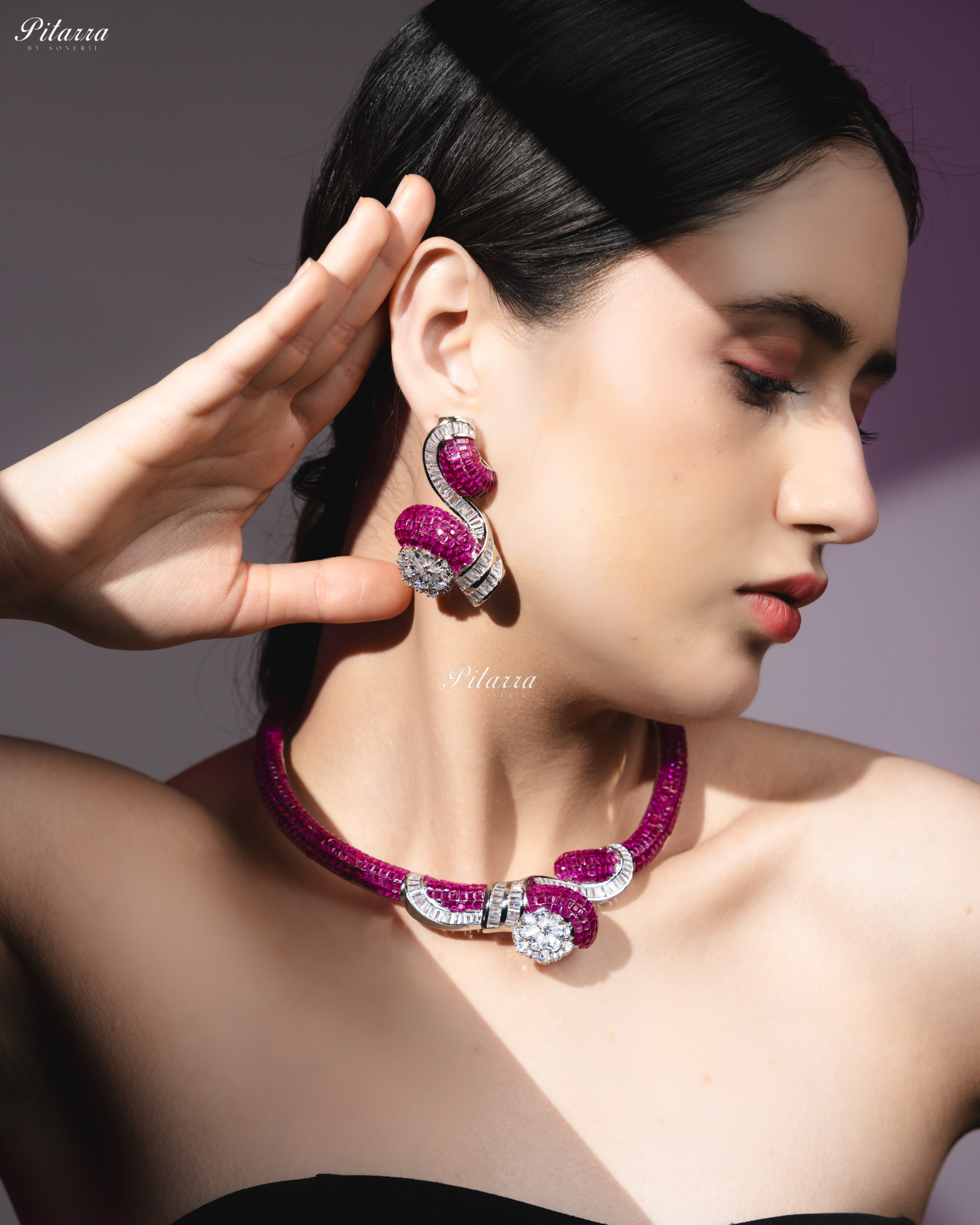 Pink Unique Style Pitarra Crystal Choker Set