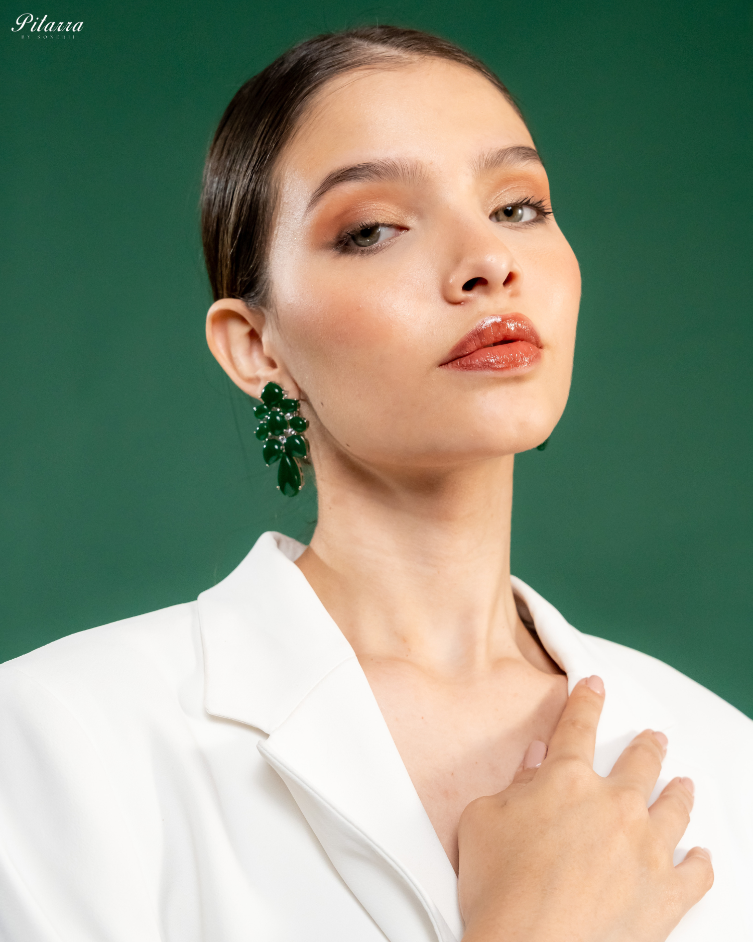 Green Doublet Drop Earrings