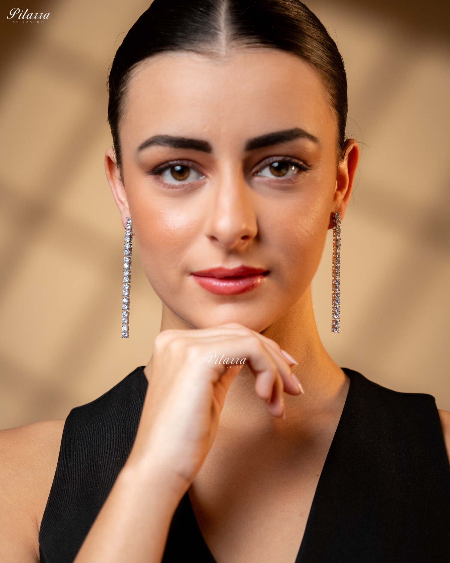 Long Cubic Zirconia Linear Drop Earrings