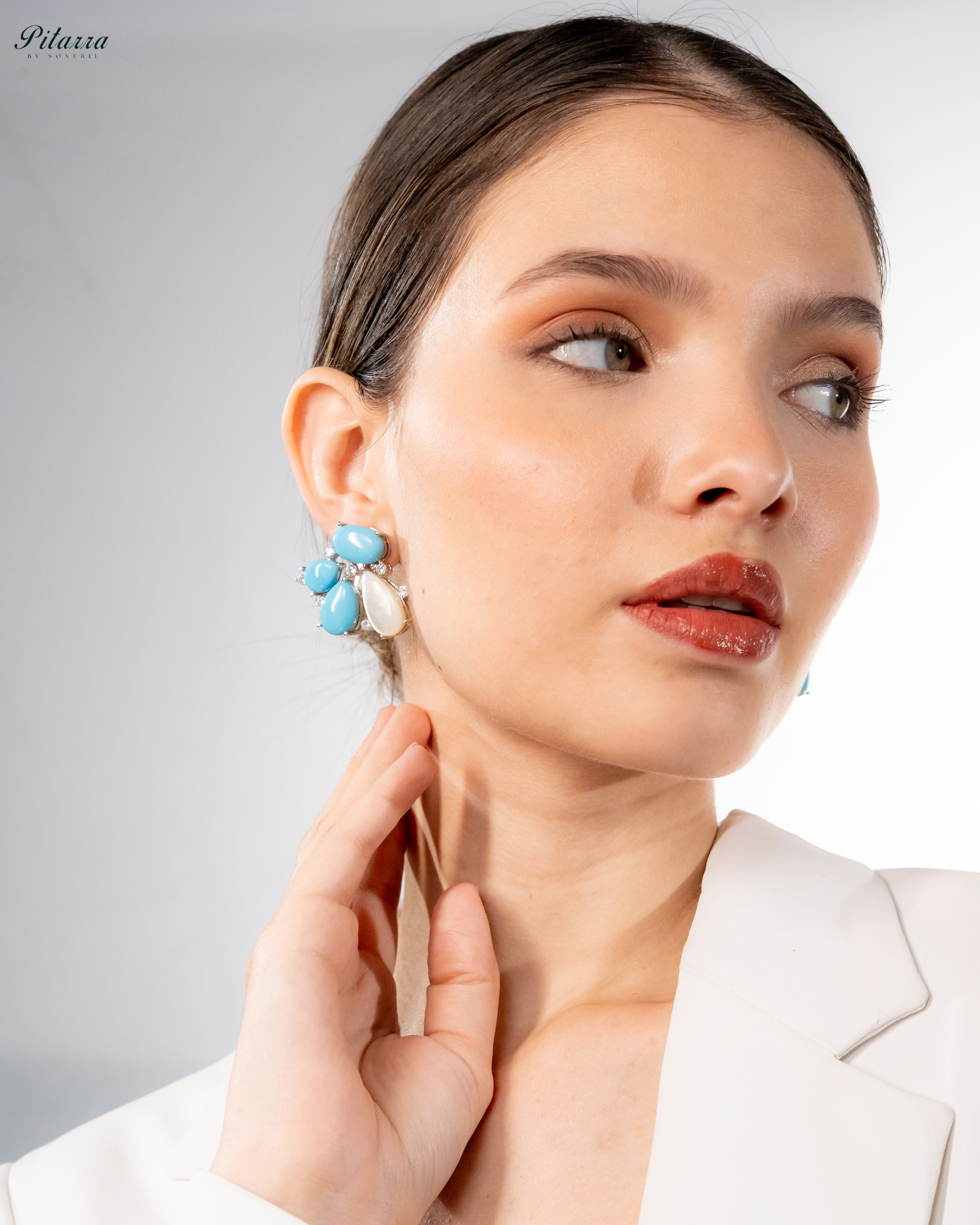 Silver Turquoise Stone Stud Earrings