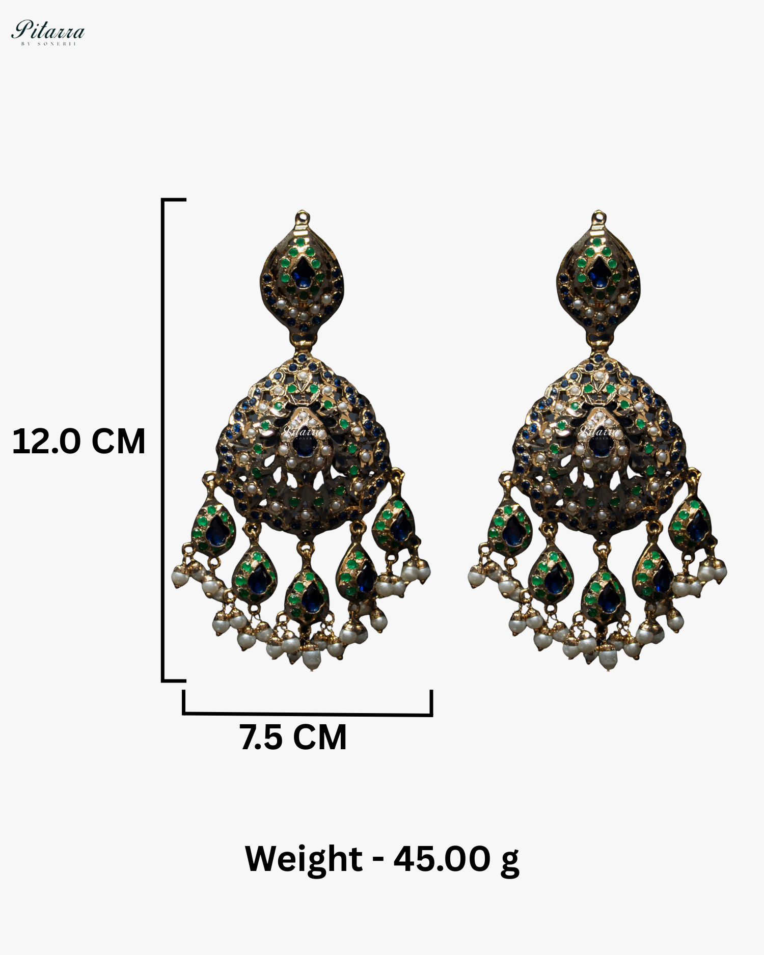 Emerald blue Handcrafted Chandbali Earrings