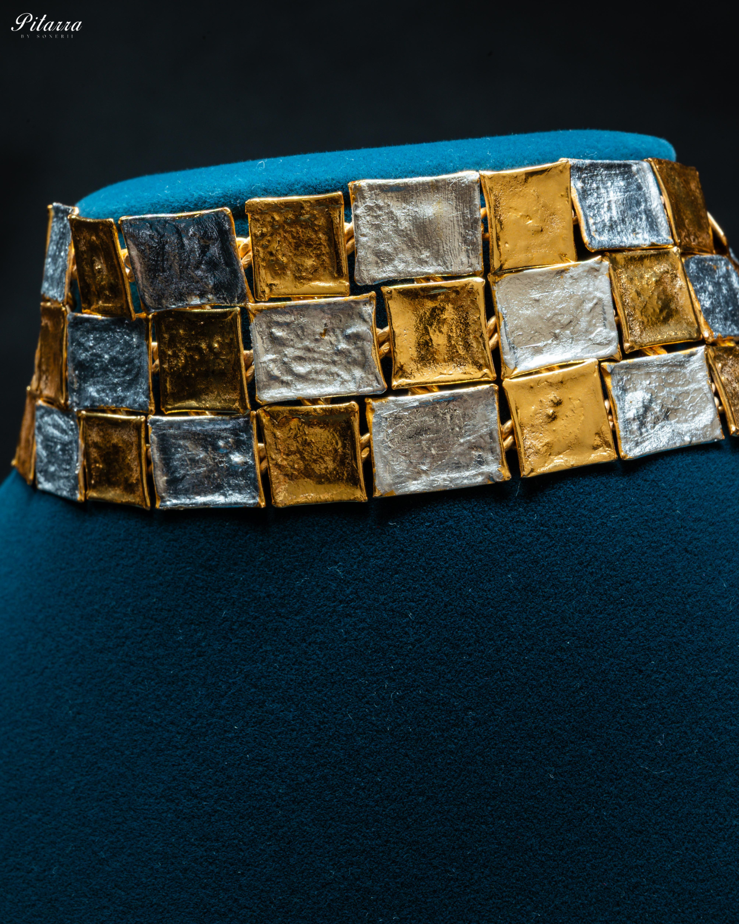 Silver Two-Tone Plated Handcrafted Choker Necklace