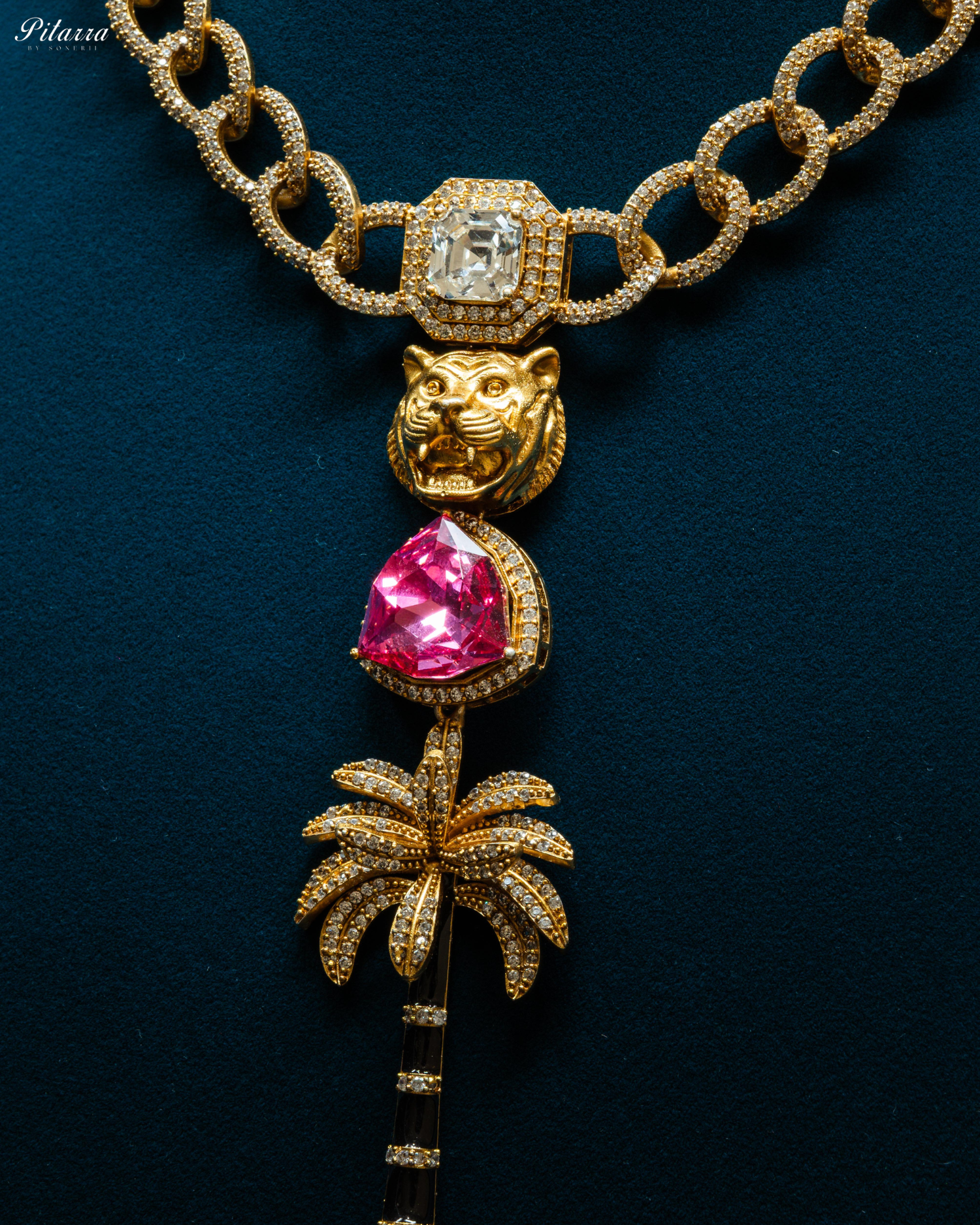 Gold Plated Pink Multistone Kundan Necklace Set