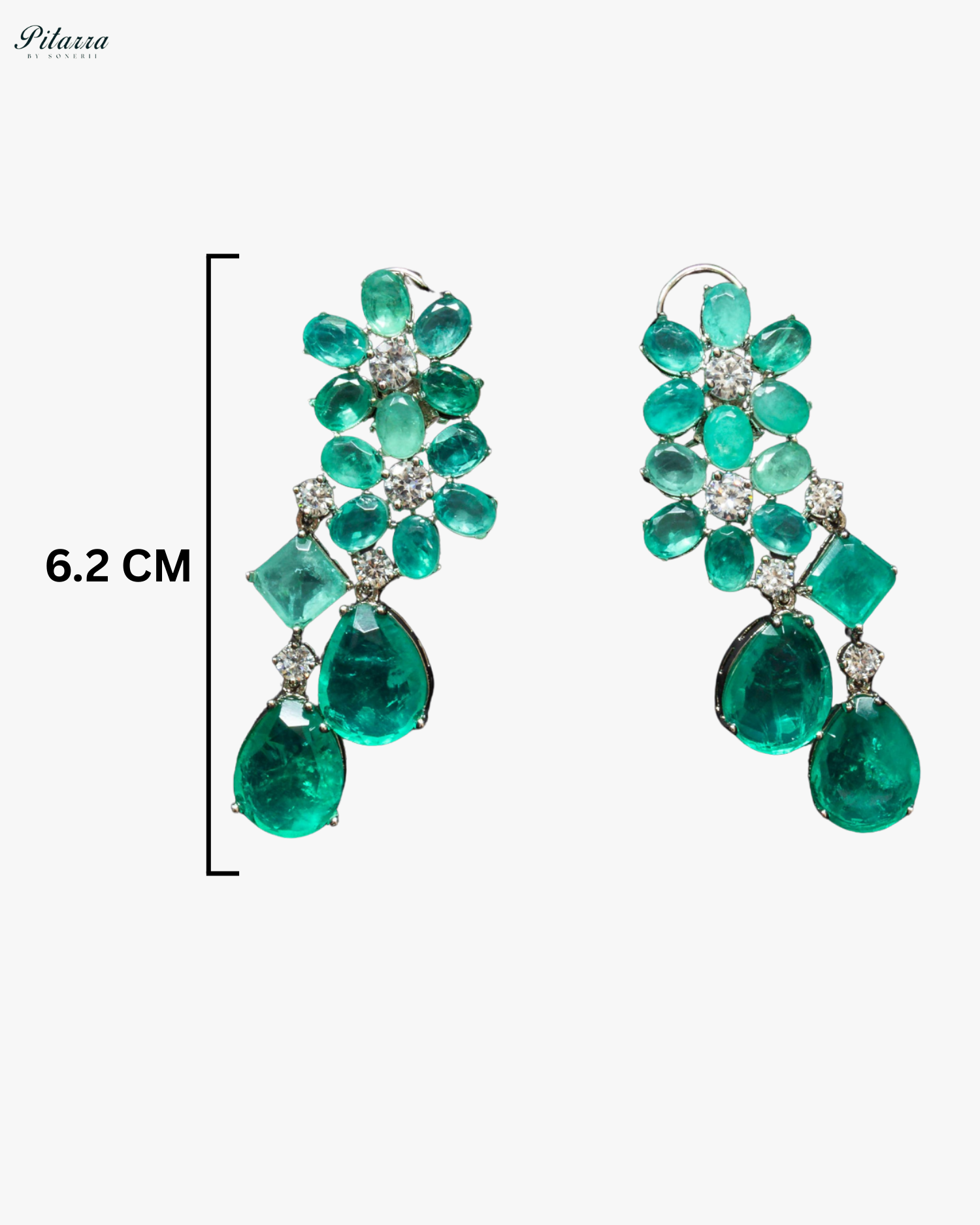 Silver Finish Mint color Crystal Dangler Earrings