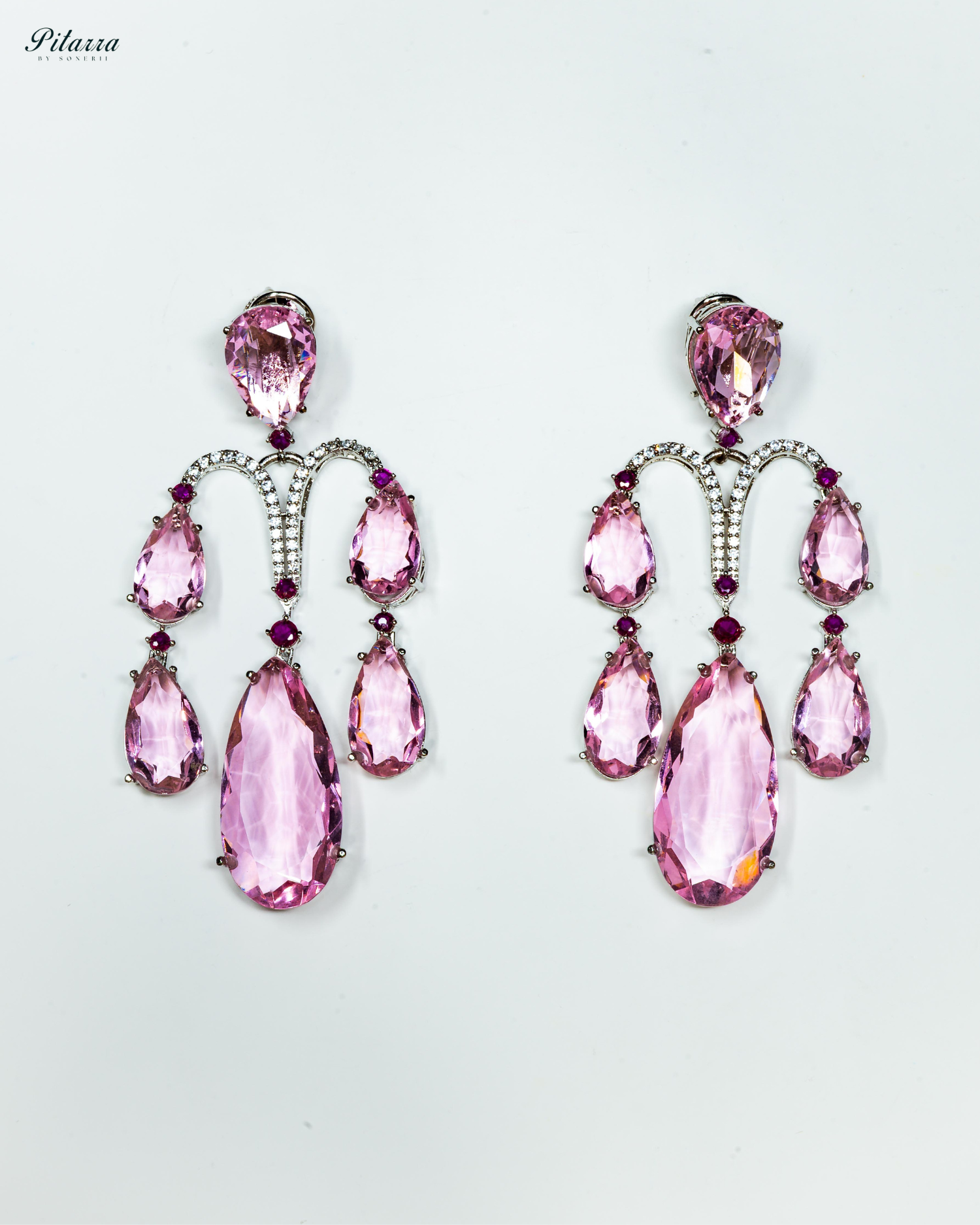Premium Pink Doublet Stone Dangler Earrings