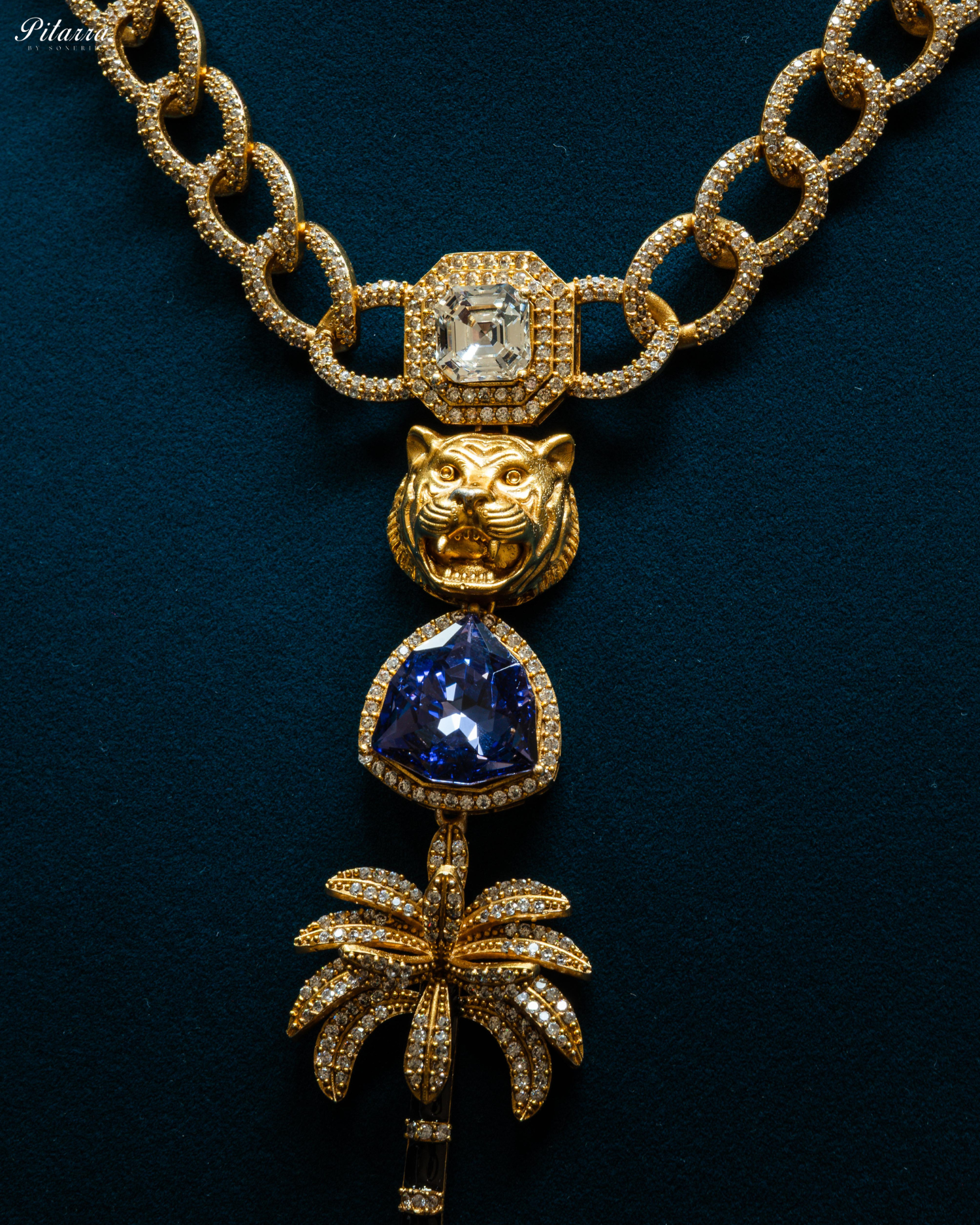 Gold Plated Blue Multistone Kundan Necklace Set