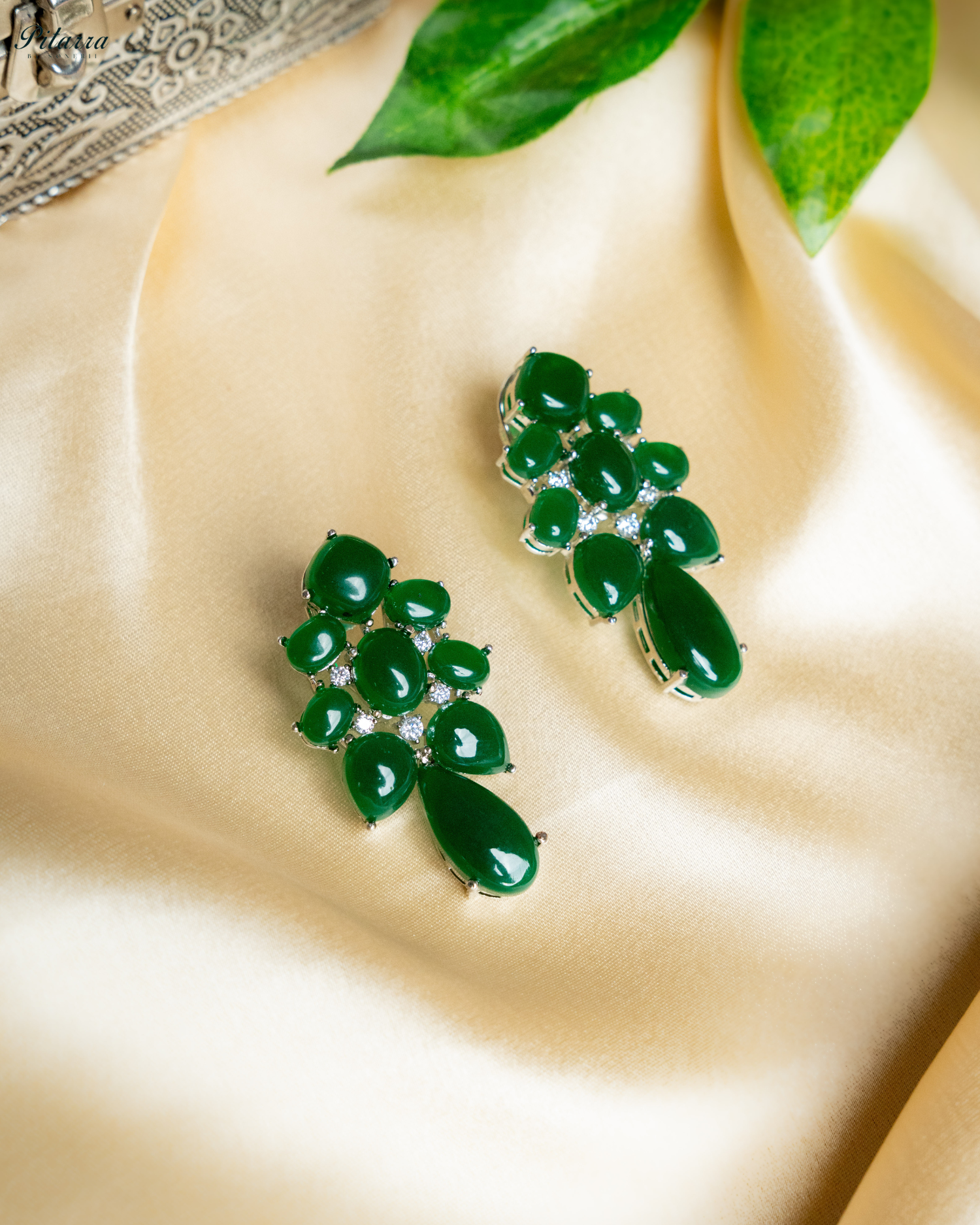 Green Doublet Drop Earrings