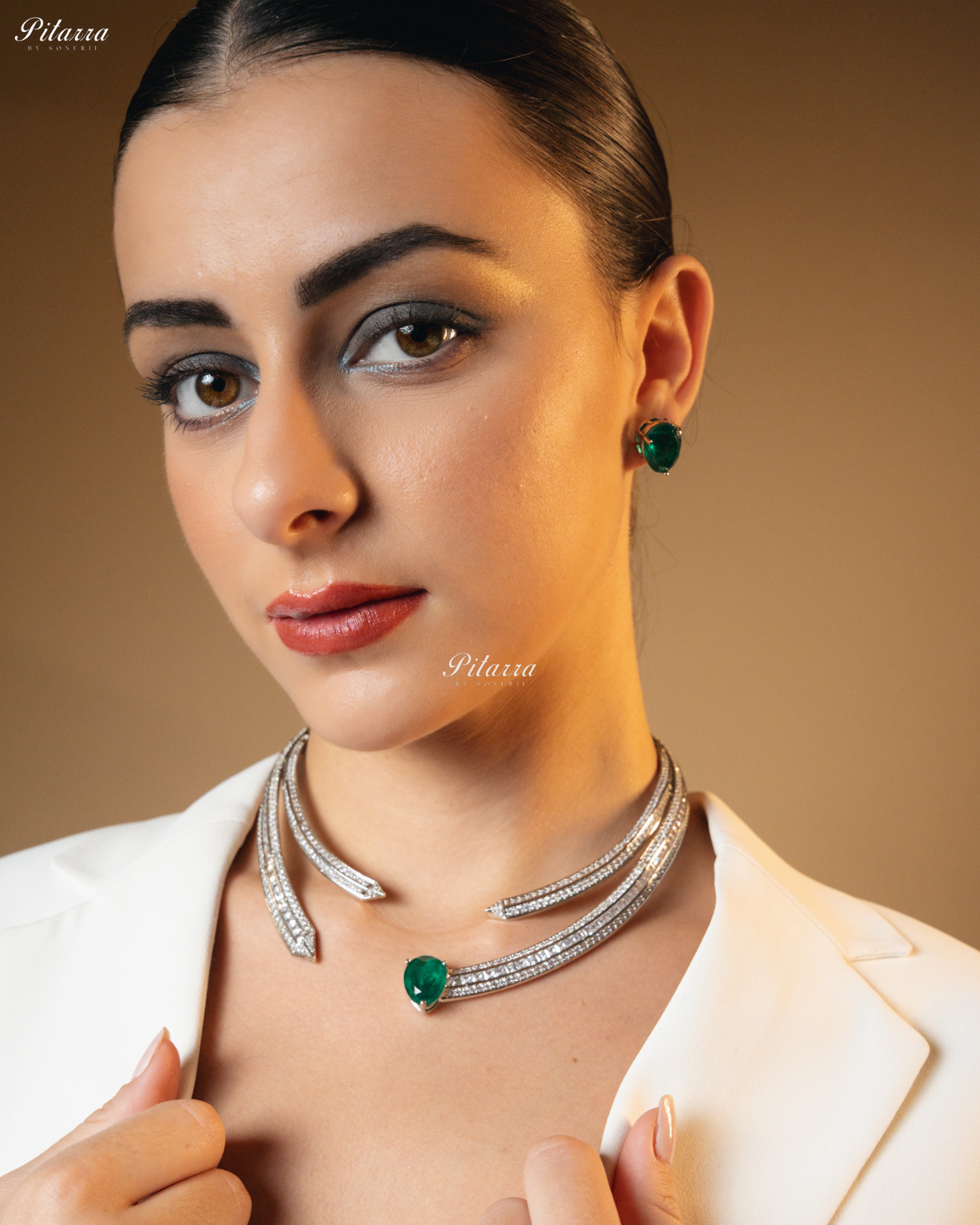 Emerald Stone CZ Crystal Choker Set