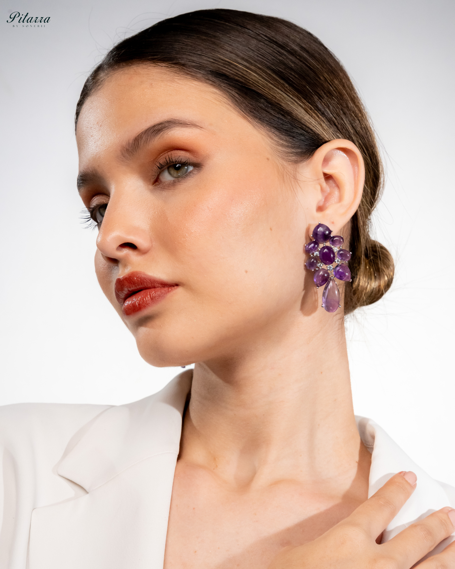 Purple Doublet Drop Earrings