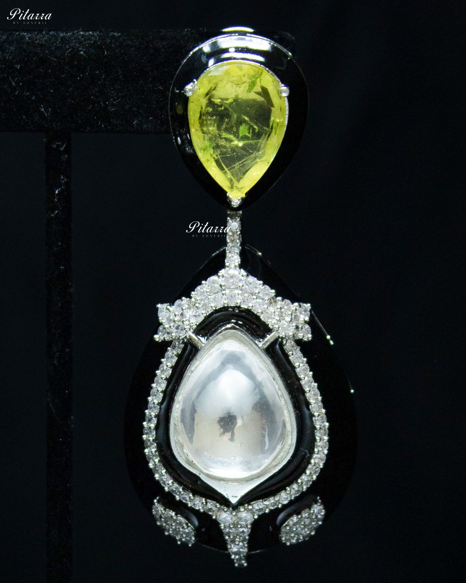Lime Green Stone Crystal Drop Dangler Earrings