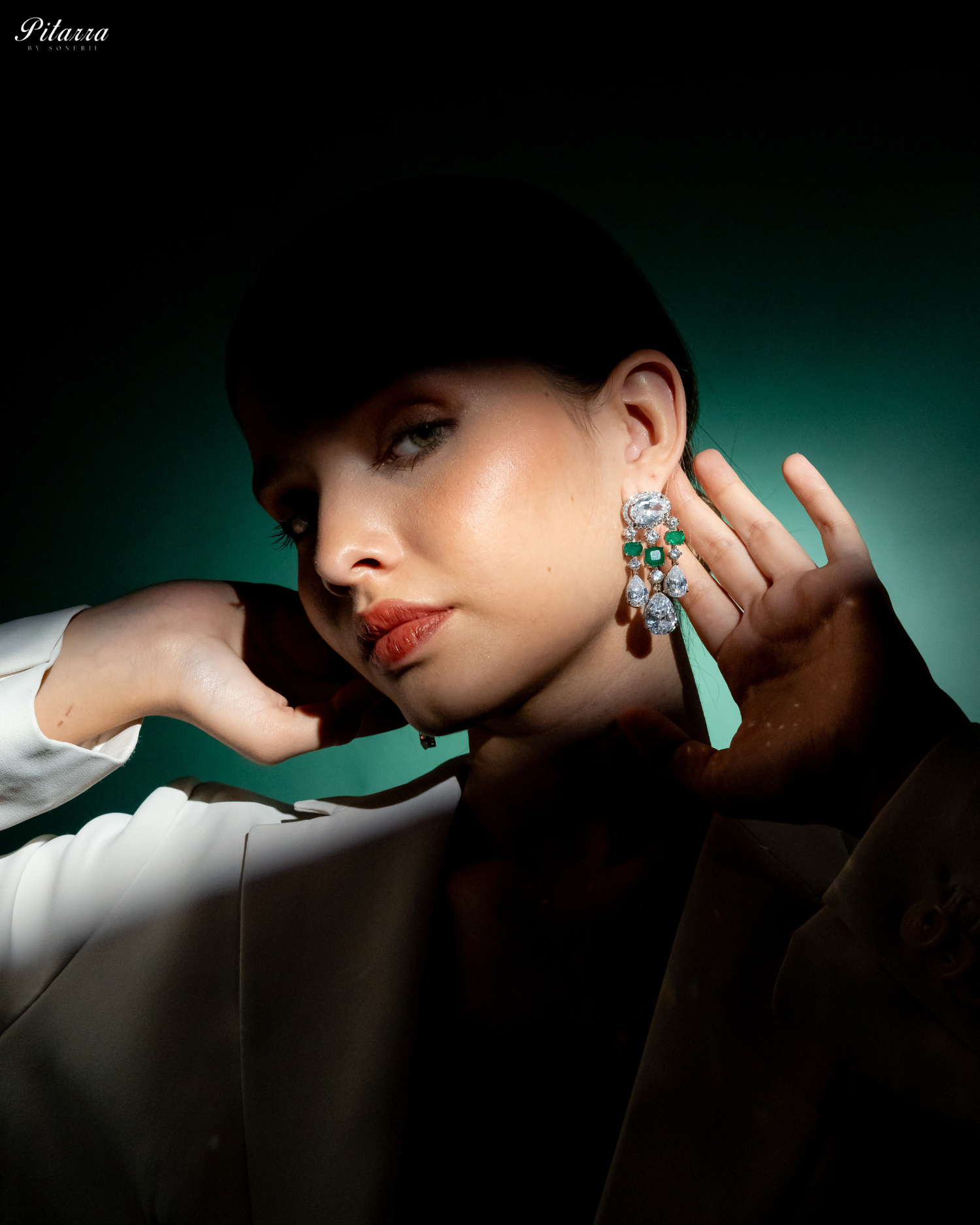 Emerald Zirconia Danglar Earrings