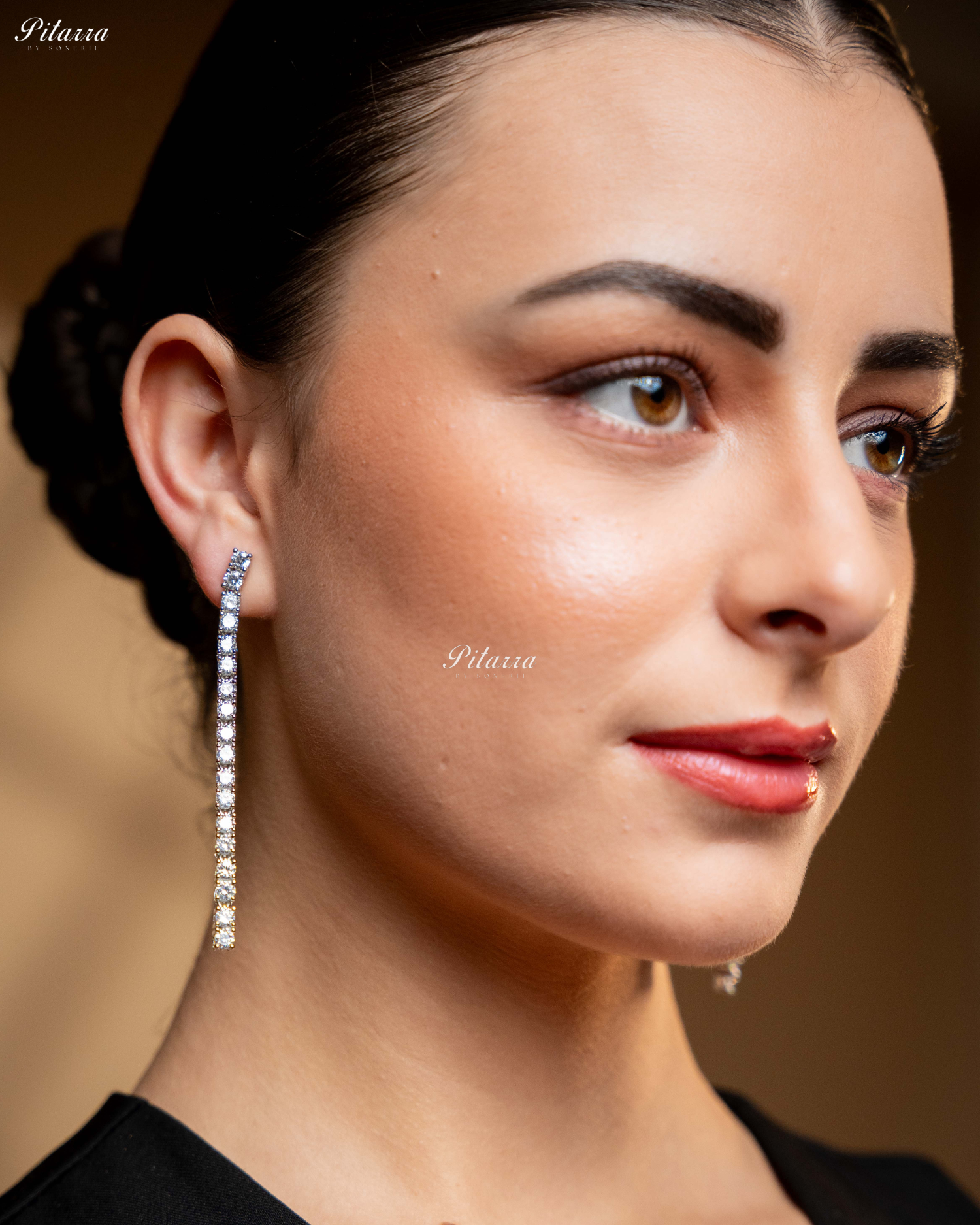 Long Cubic Zirconia Linear Drop Earrings
