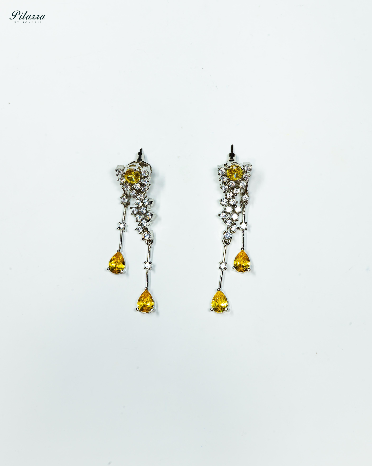 Yellow Drop Stone Cubic Zircon Dangle Earrings