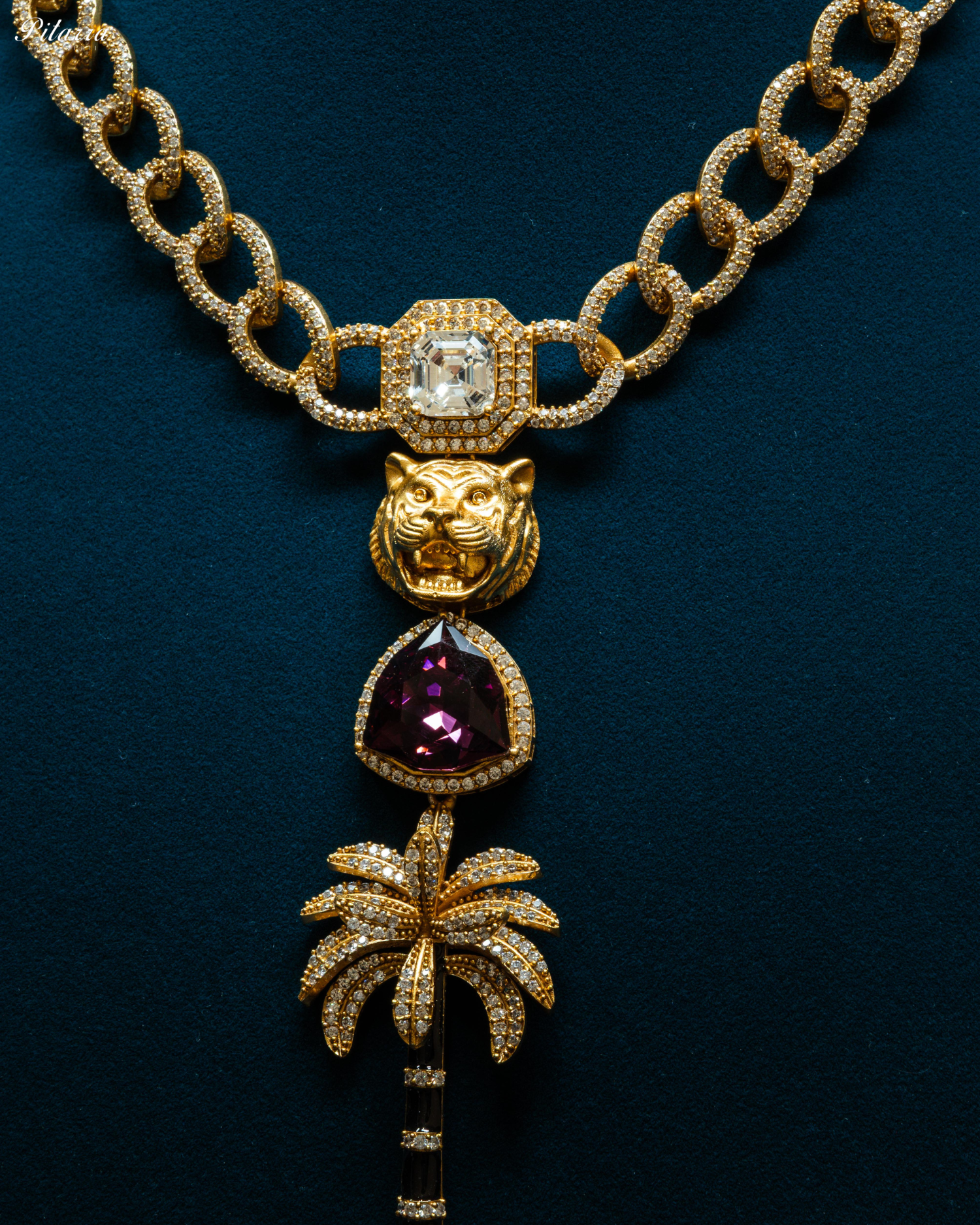 Gold Plated Wine Red Multistone Kundan Necklace Set