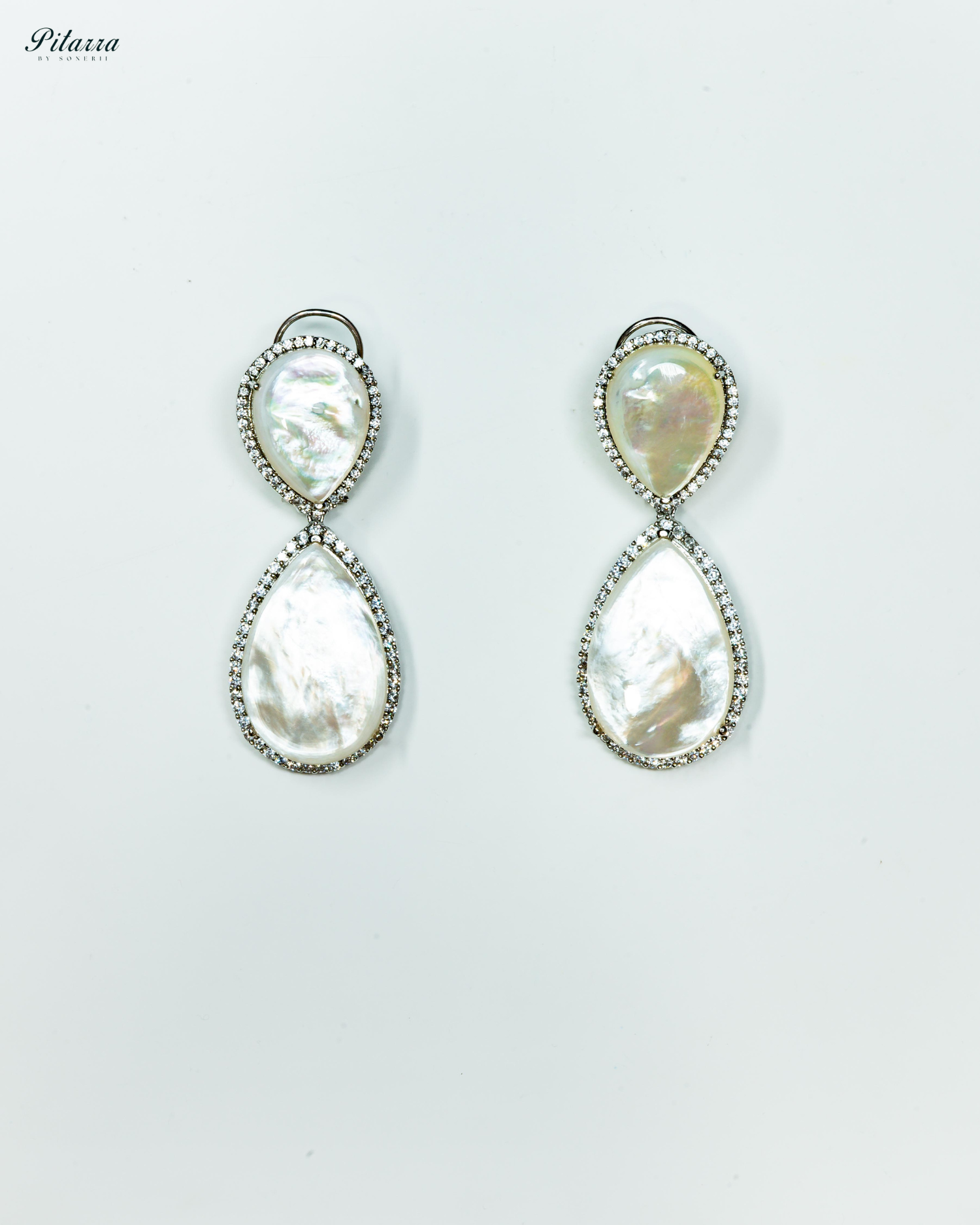 White Color Drop Stone Silver Crytsal Dangle Earrings