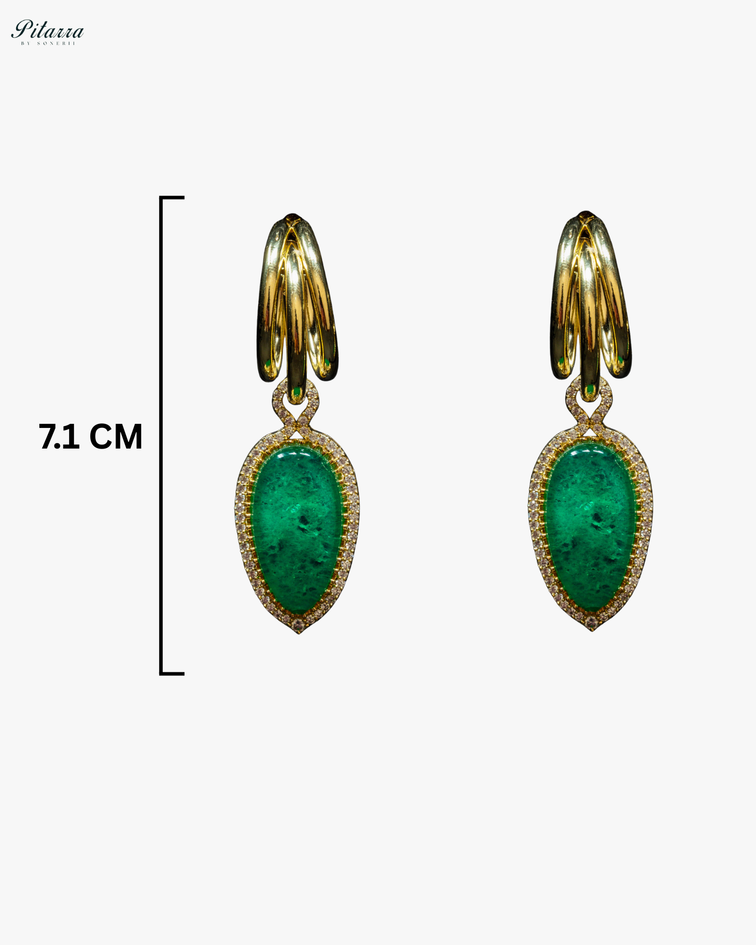 Green Stone Doublet Statement Dangle Earrings