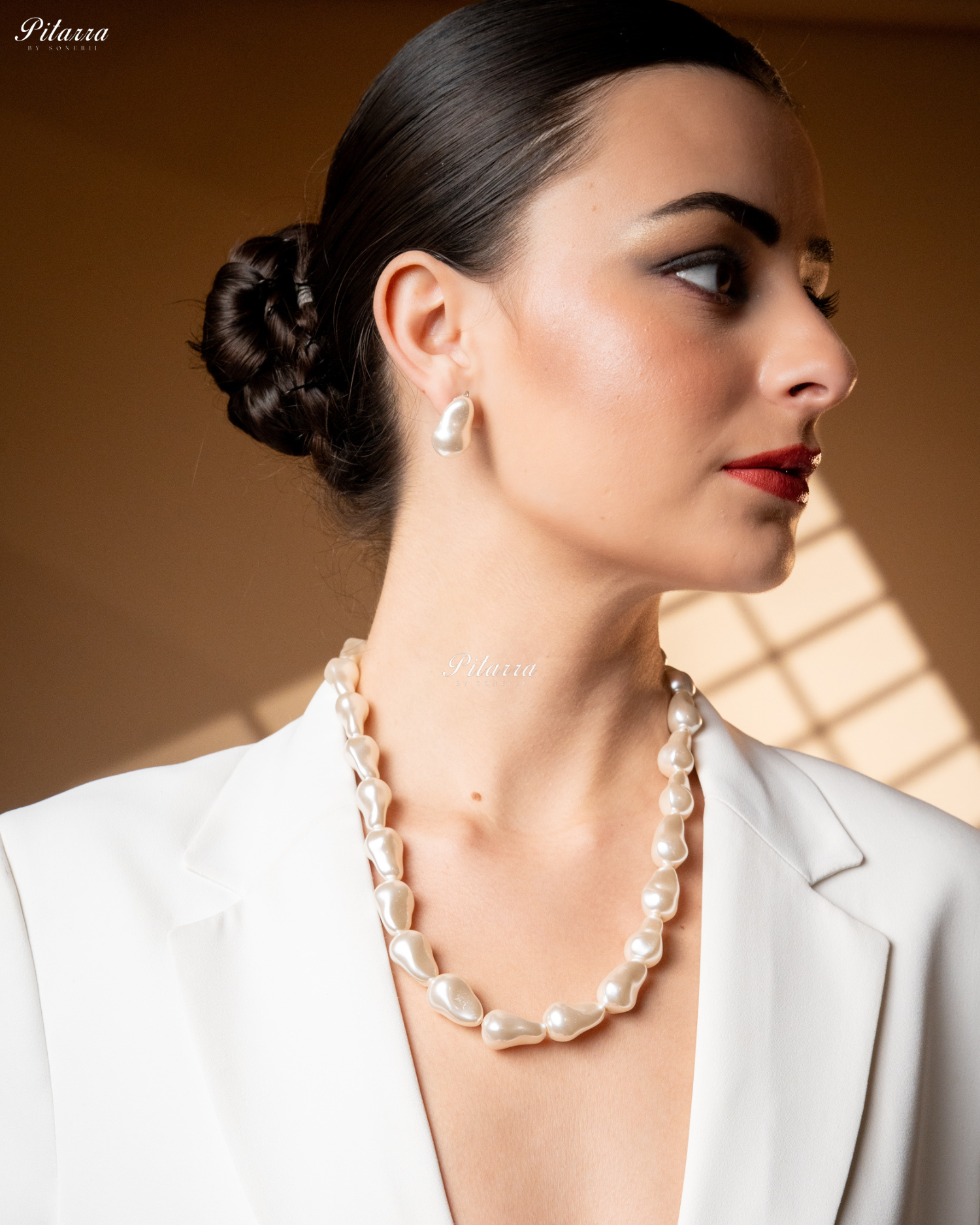 White Baroque Pearl Statement Necklace Set