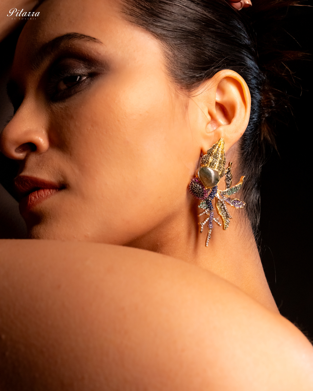 Antique Design Golden Earrings_Side Pose