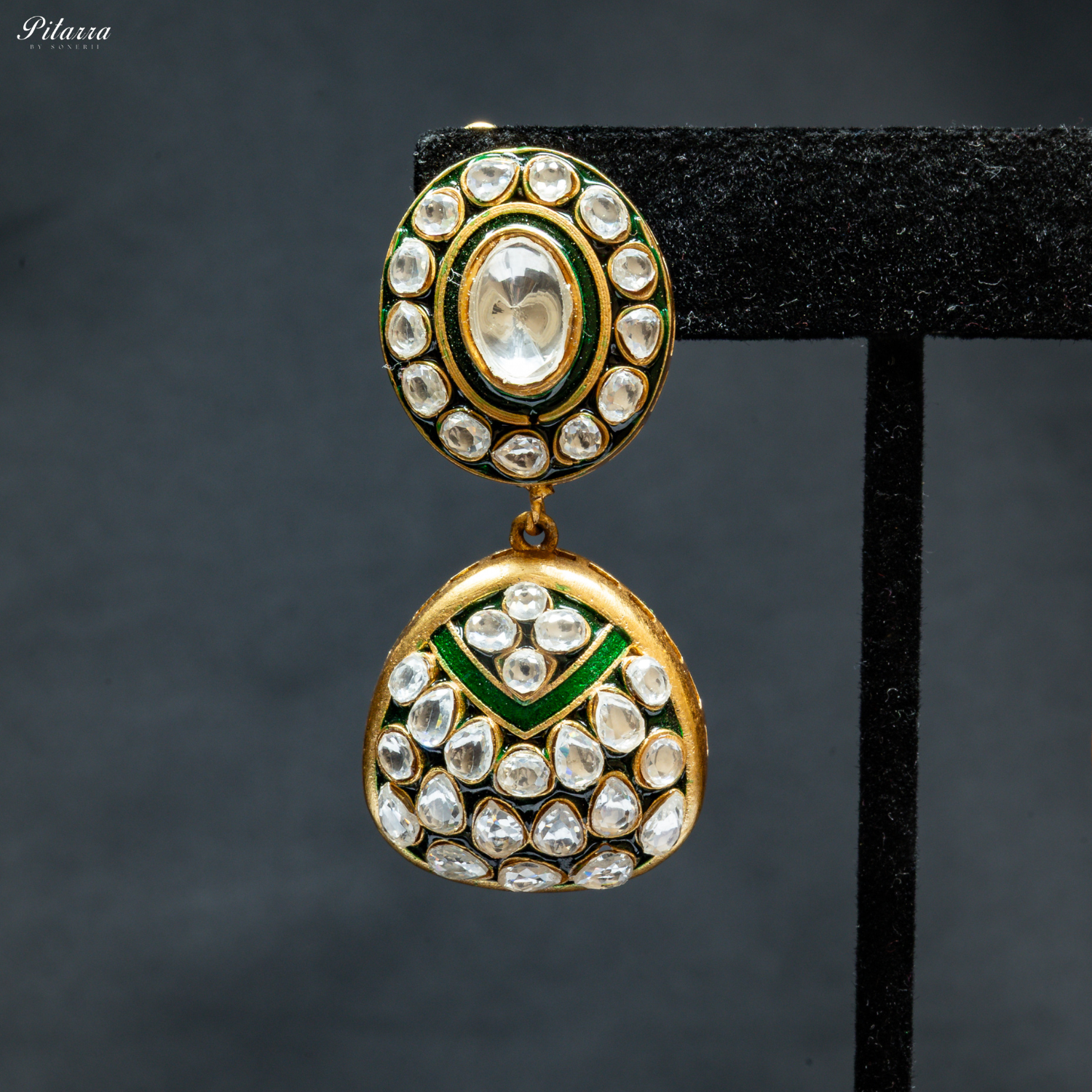 Antique Gold Rajwadi Rani Haar Set_Zoom Earrings