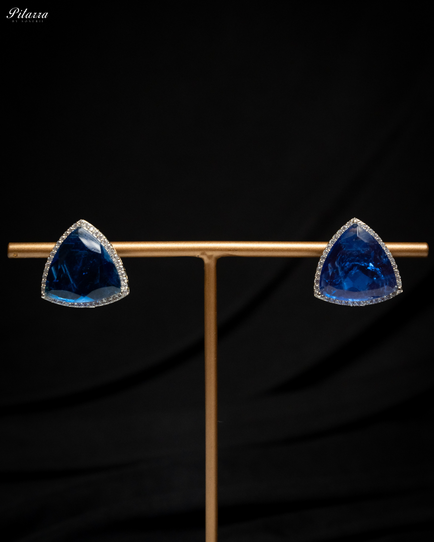 Blue Colored Stone CZ Earrings_Front Image